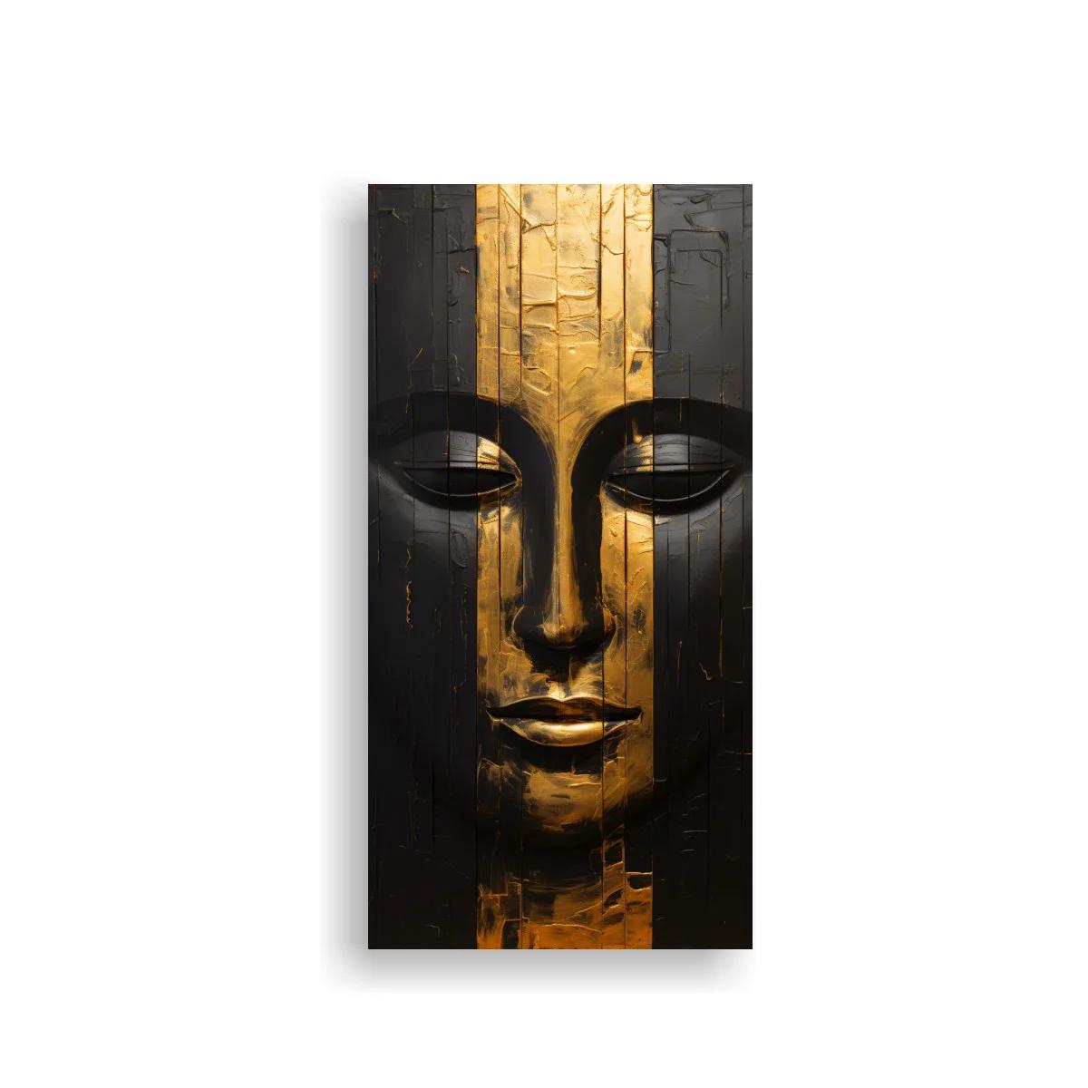 Cuadro rostro de máscara africana con franja dorada