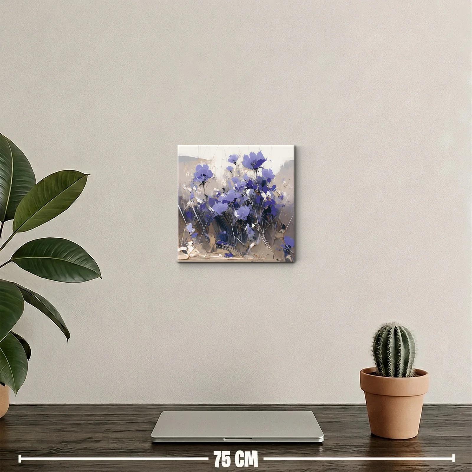 Cuadro con delicadas flores moradas en tonos neutros — miniatura 2