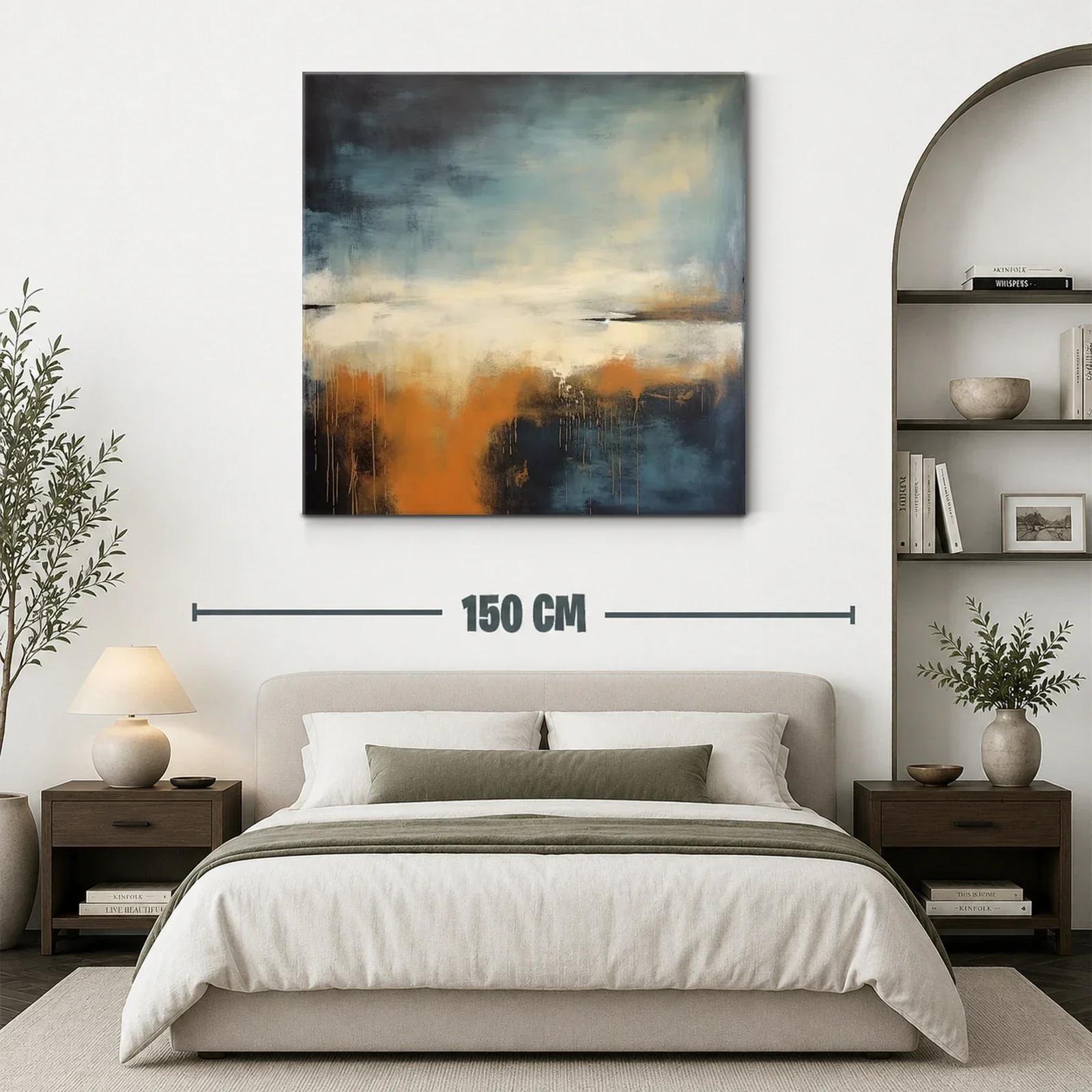Cuadro abstracto con tonos cálidos y fríos en armonía — miniatura 3