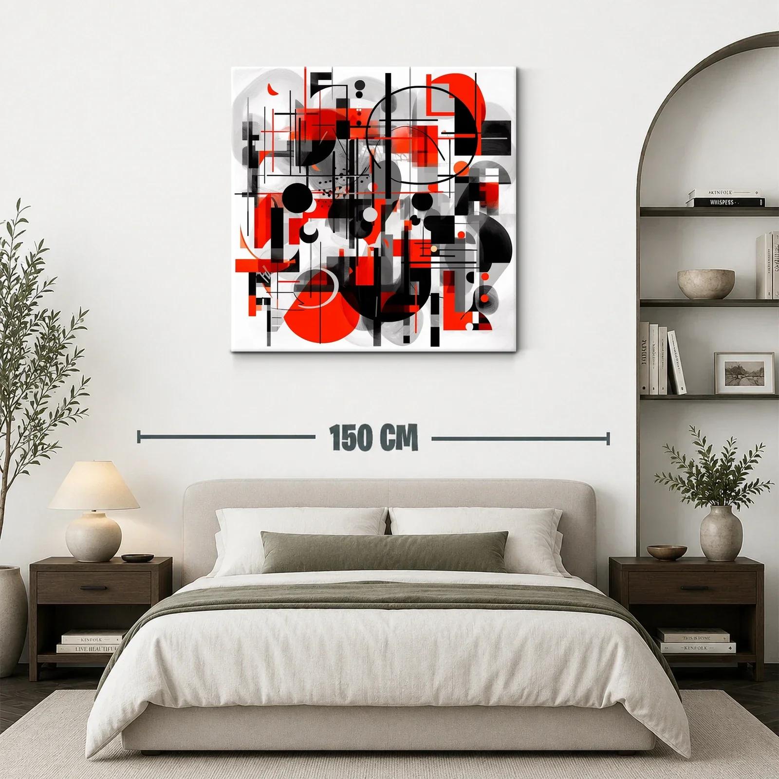 Composición geométrica en rojo negro y gris para espacios modernos — miniatura 3
