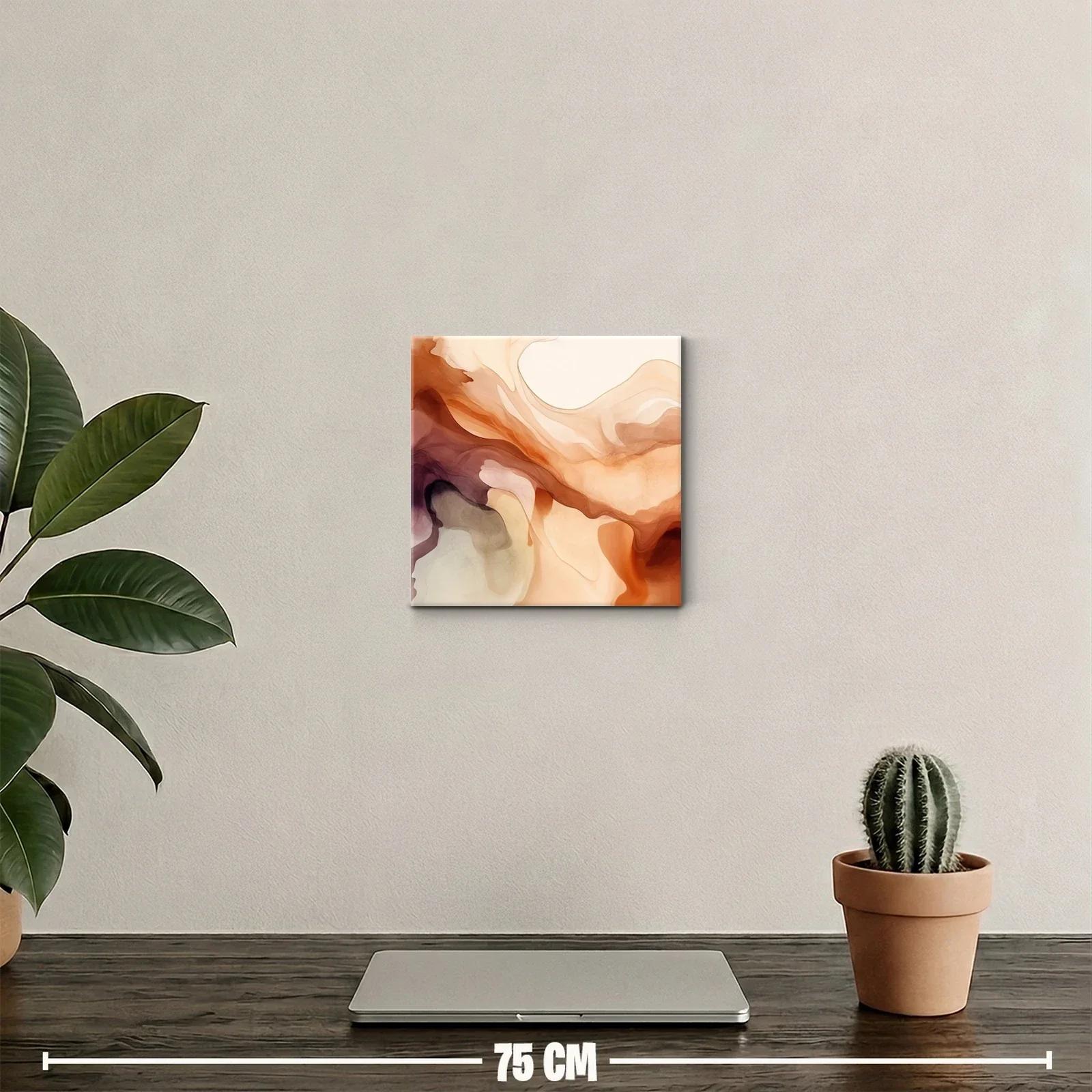 Cuadro abstracto con tonos tierra y cálidos movimientos — miniatura 2