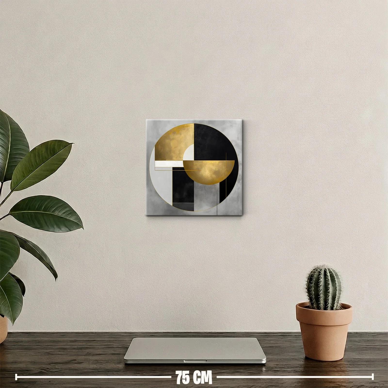 Composición geométrica en tonos dorados y negros — miniatura 2