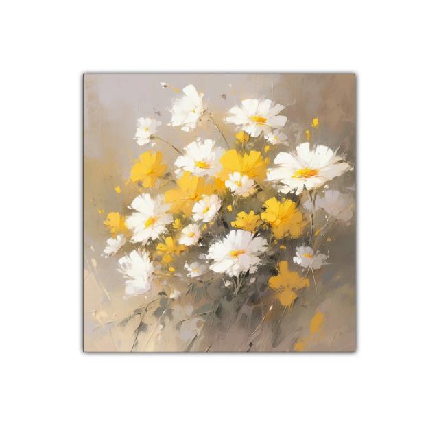 Cuadro decorativo con flores blancas y amarillas