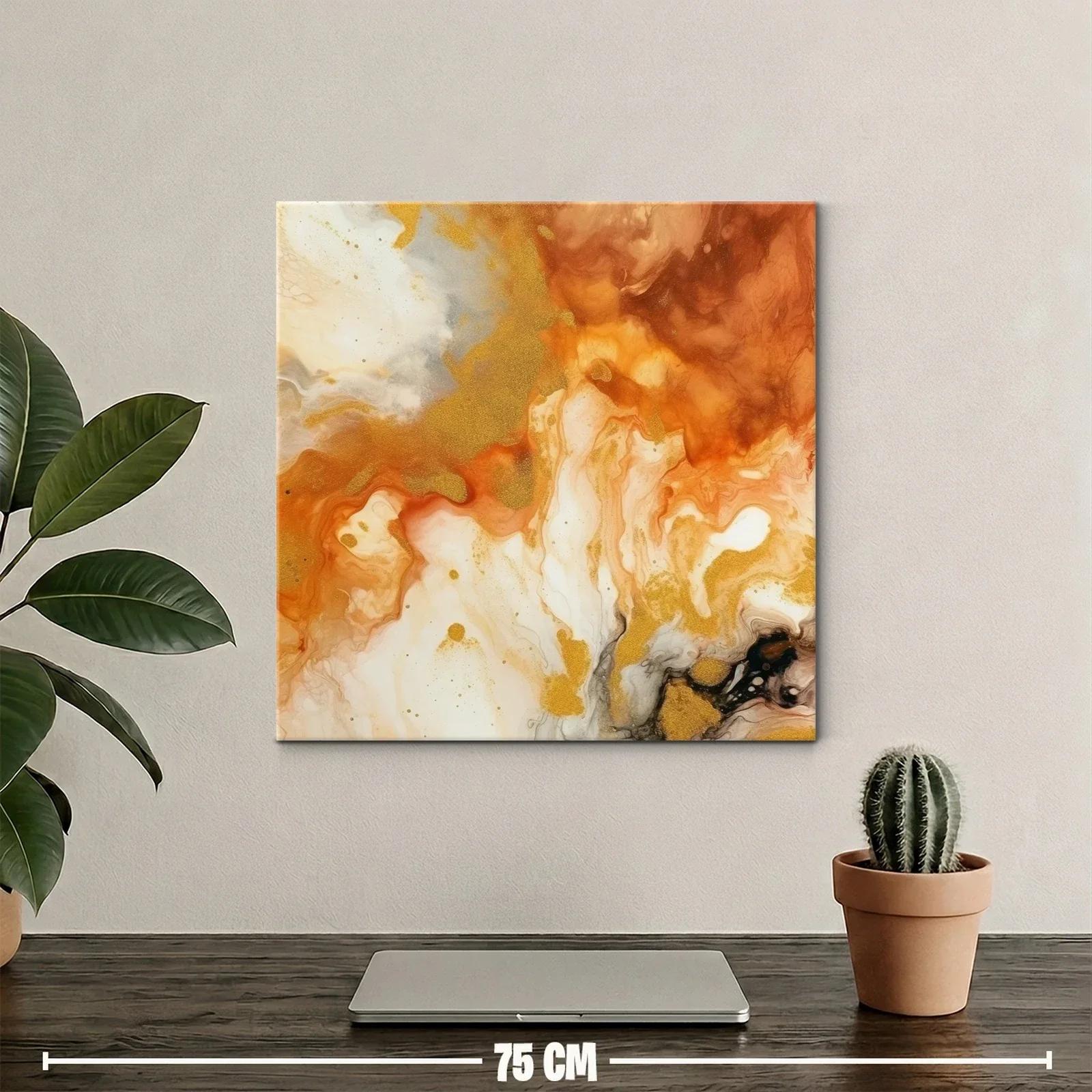 Cuadro abstracto con tonos cálidos y dorados — miniatura 2