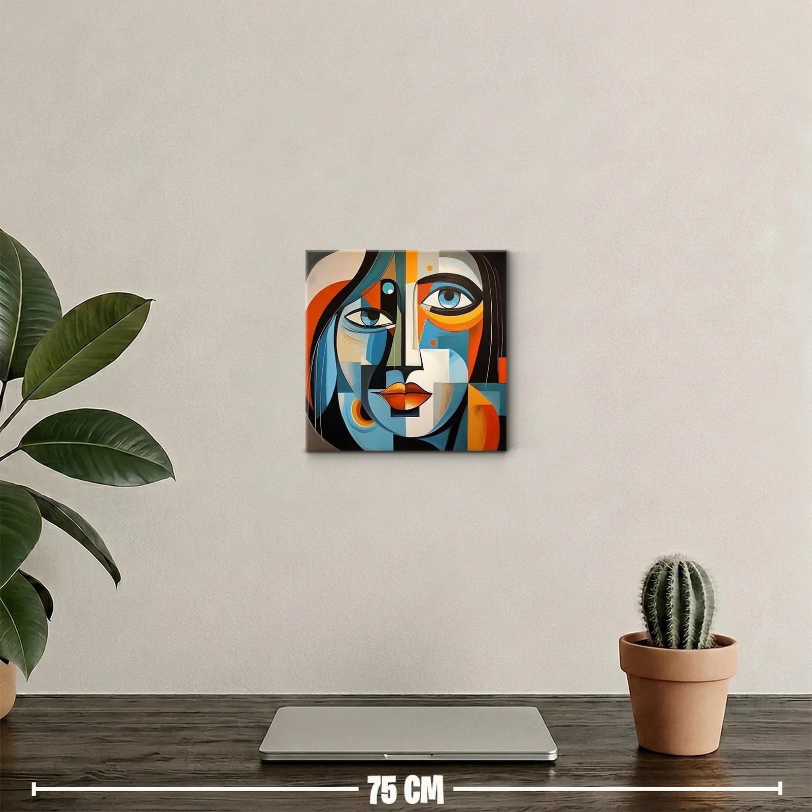 Cuadro abstracto de rostro femenino con colores vibrantes — miniatura 2