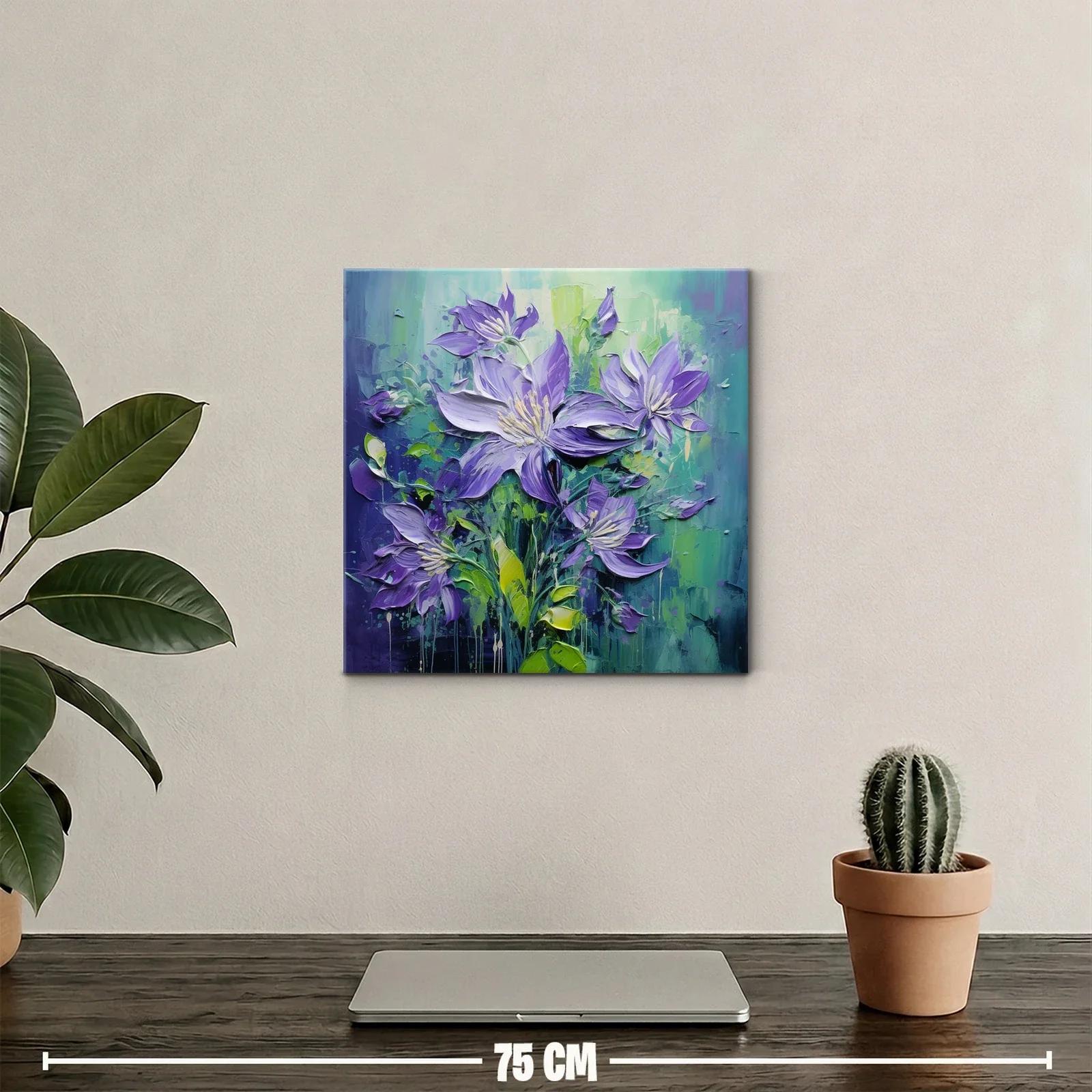 Flores púrpuras vibrantes con fondo verde y azul — miniatura 2