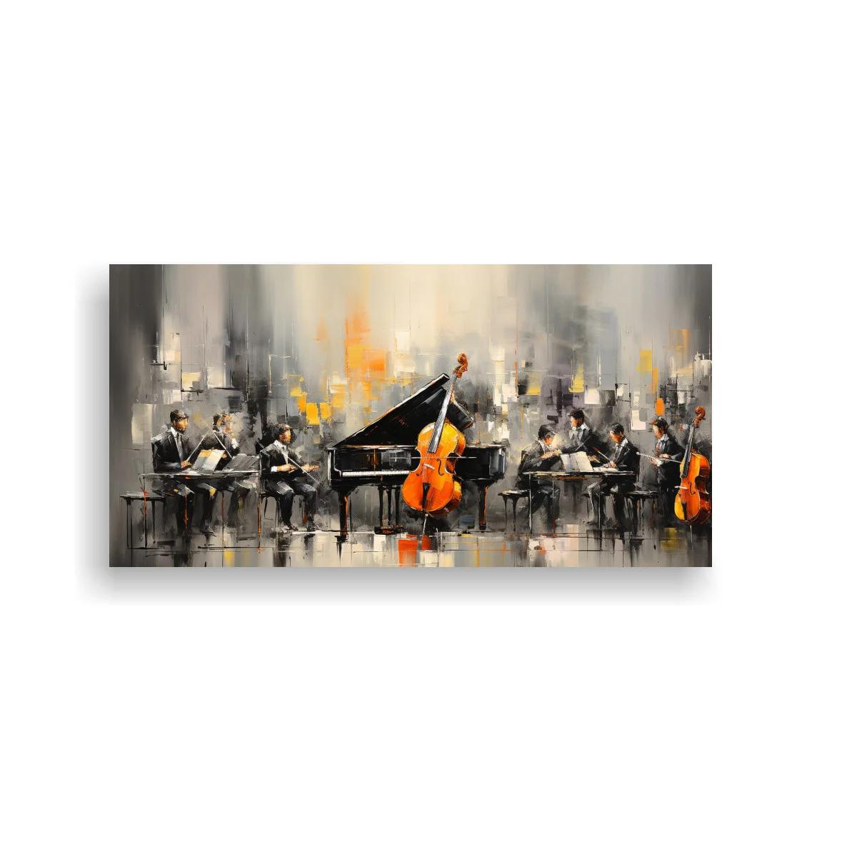 Cuadro orquesta con piano de cola y violonchelo — imagen principal