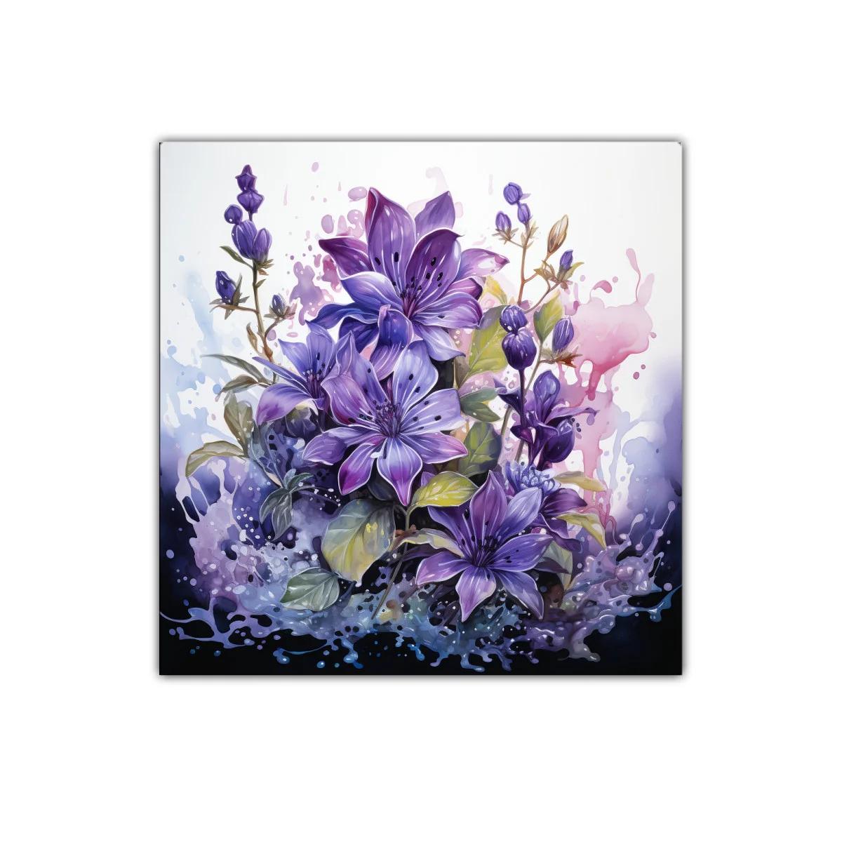 Flores violetas vibrantes con detalles en acuarela — imagen principal