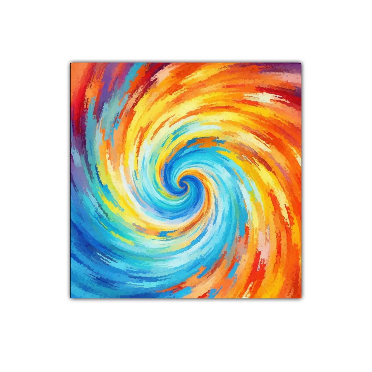 Cuadro abstracto espiral con vibrantes tonos cálidos y fríos — imagen principal
