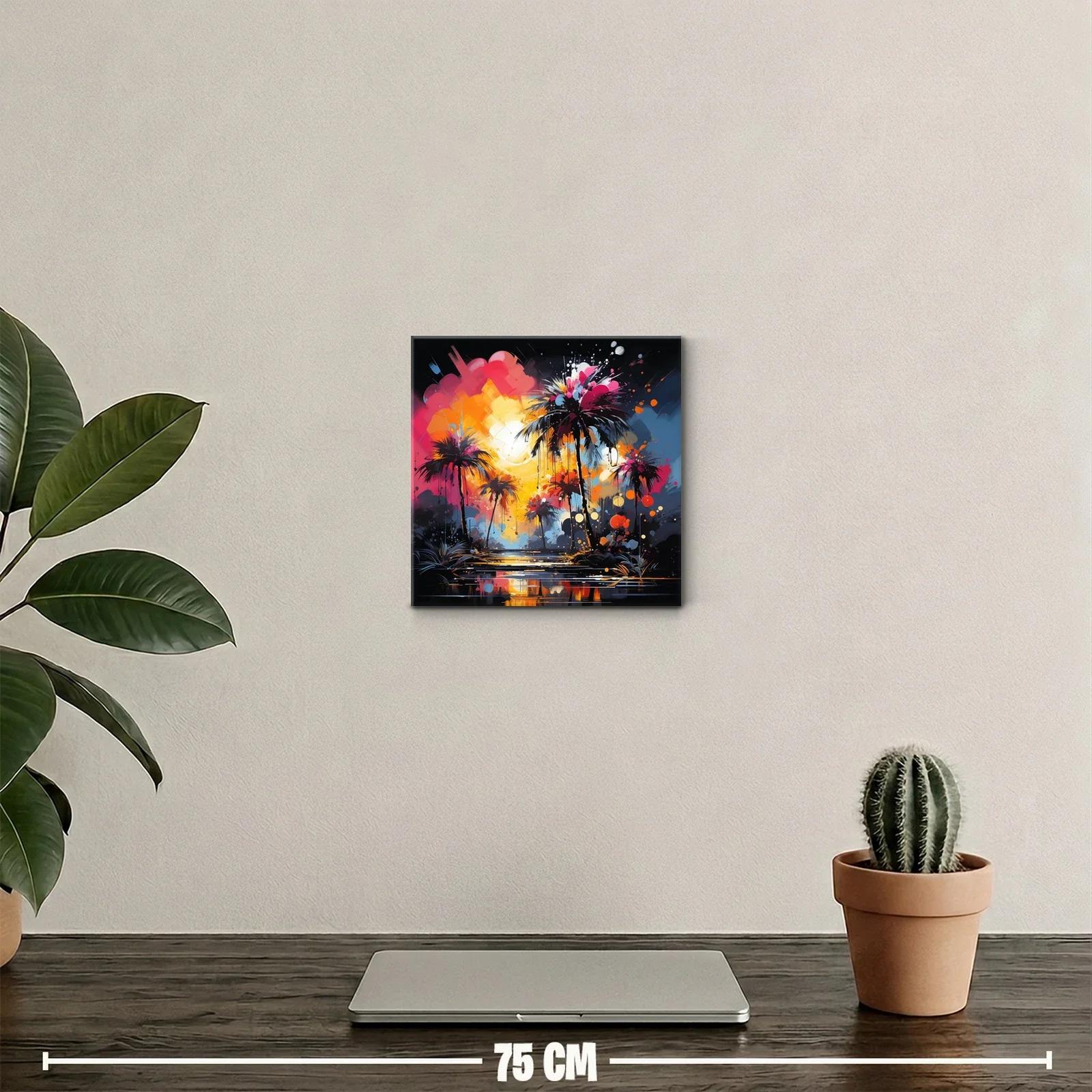 Atardecer vibrante con palmeras en explosión de colores — miniatura 2
