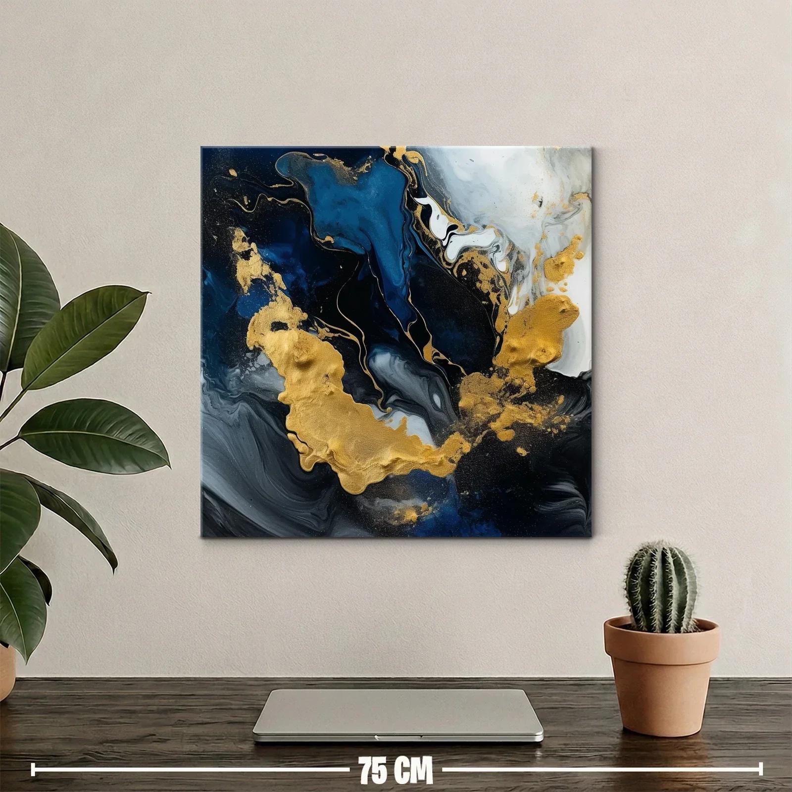 Composición abstracta en tonos azul y dorado brillante — miniatura 2