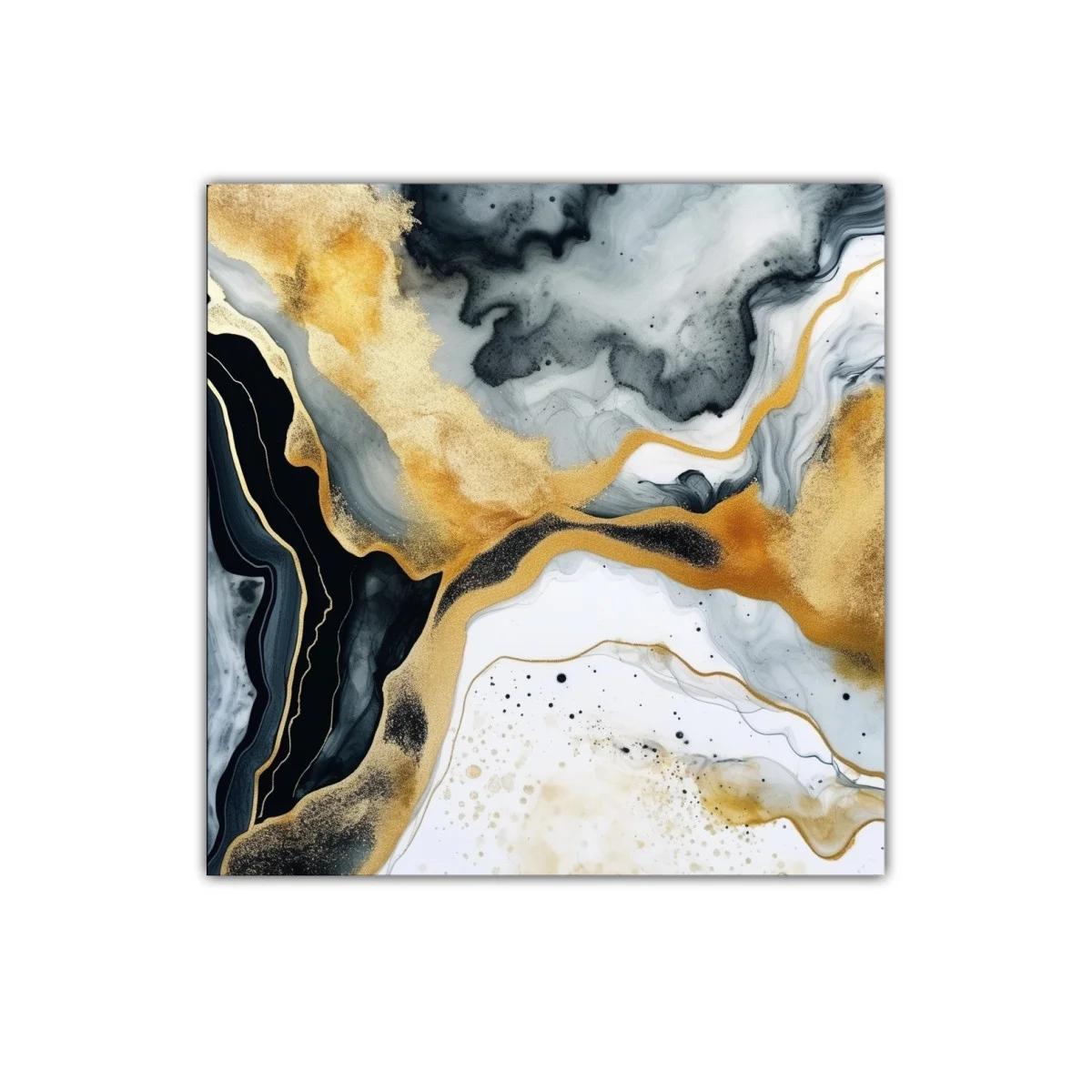 Cuadro abstracto con tonos dorados y grisáceos elegantes — imagen principal
