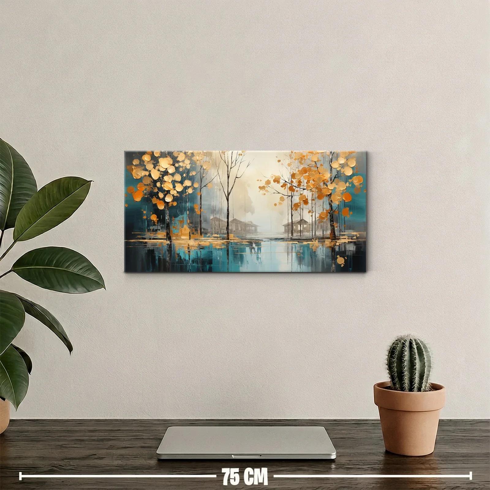 Cuadro bosque de abedules junto al agua con reflejos luminosos — miniatura 2