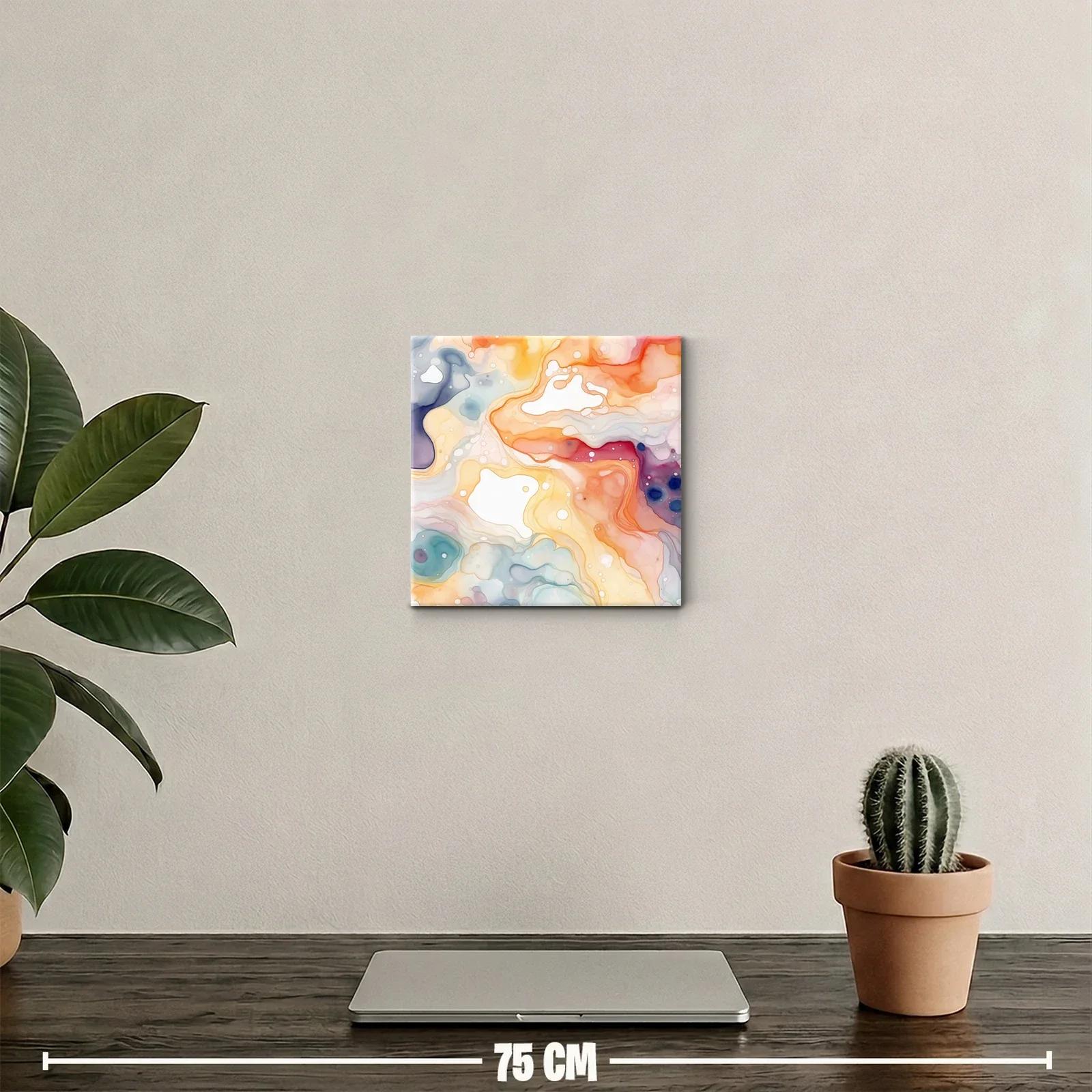 Cuadro abstracto con tonos cálidos y formas fluidas — miniatura 2
