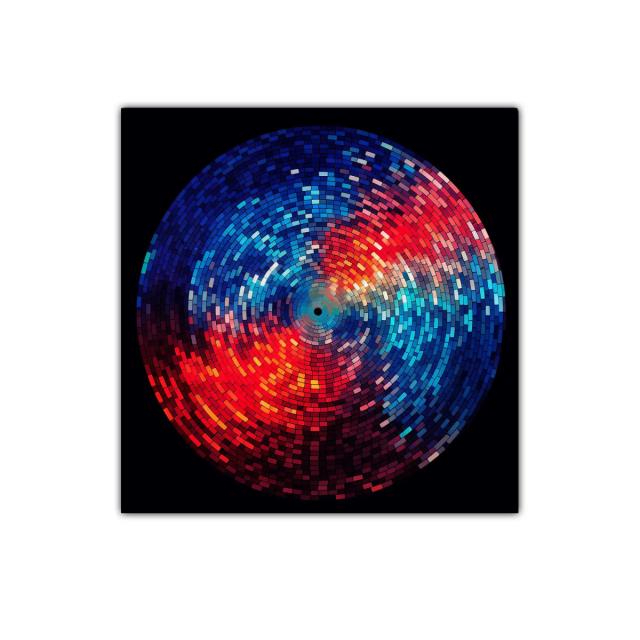 Cuadro decorativo vibrante con mosaico circular en colores intensos