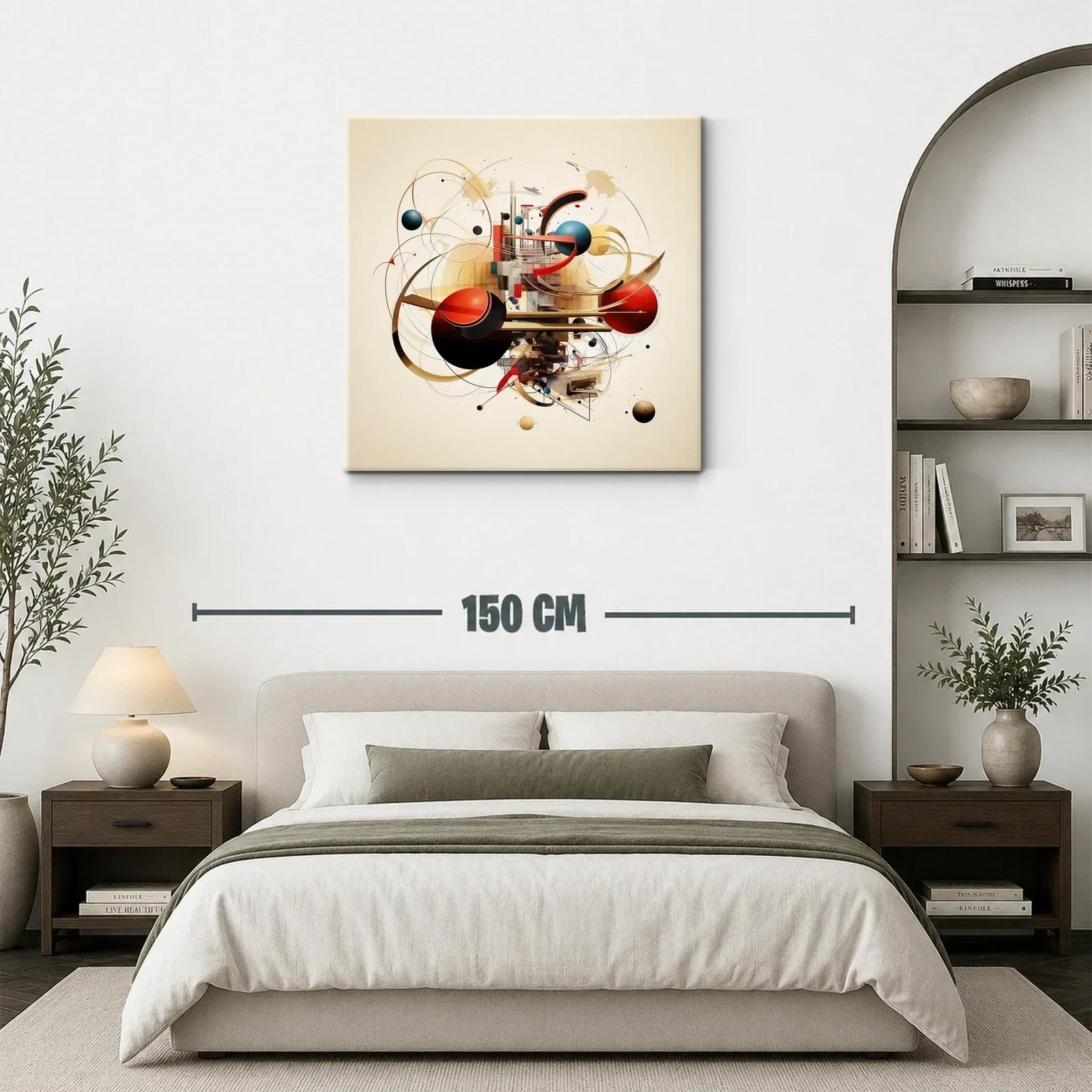 Composición abstracta con esferas geométricas en tonos cálidos — miniatura 3