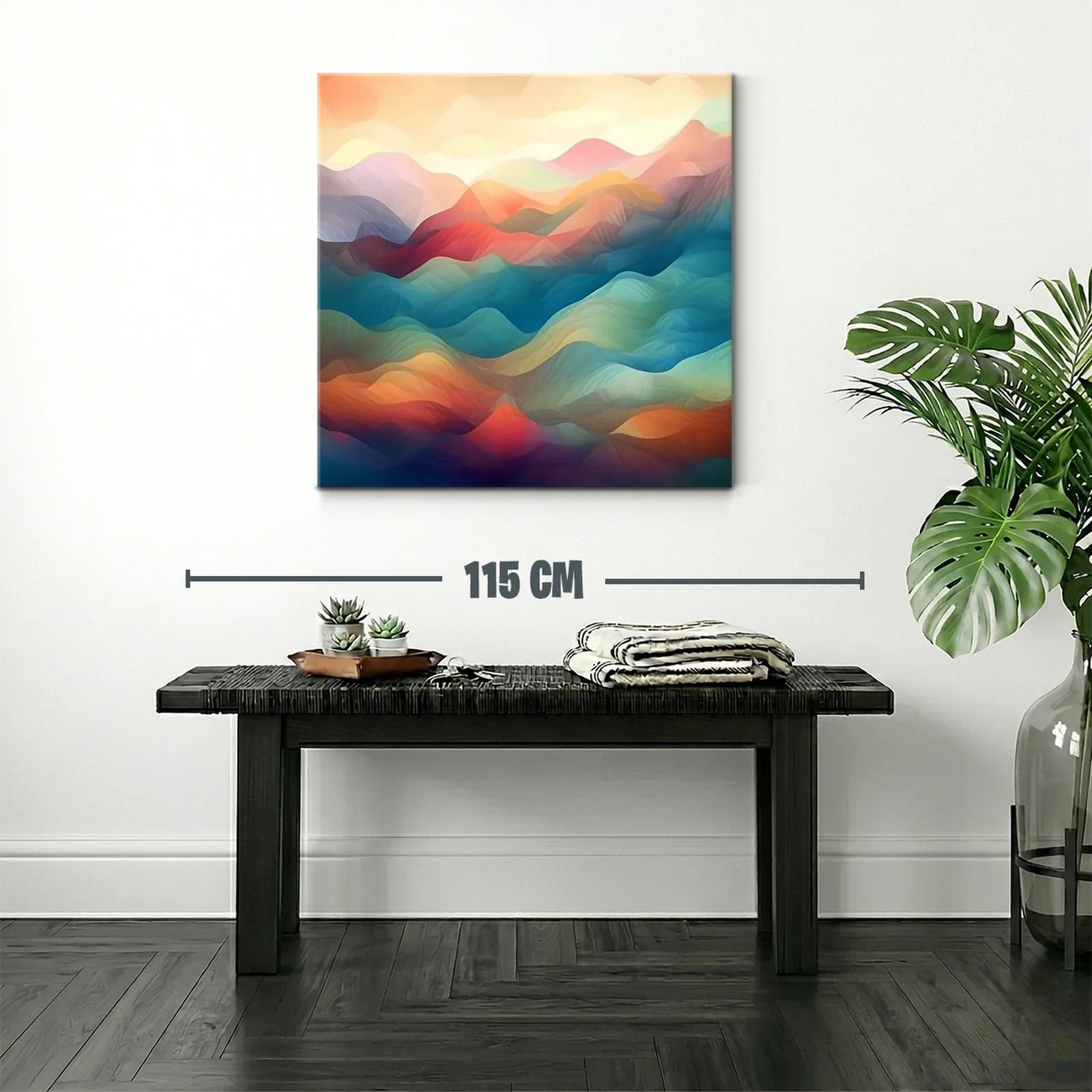 Paisaje abstracto en tonos cálidos y fríos armoniosos — miniatura 2
