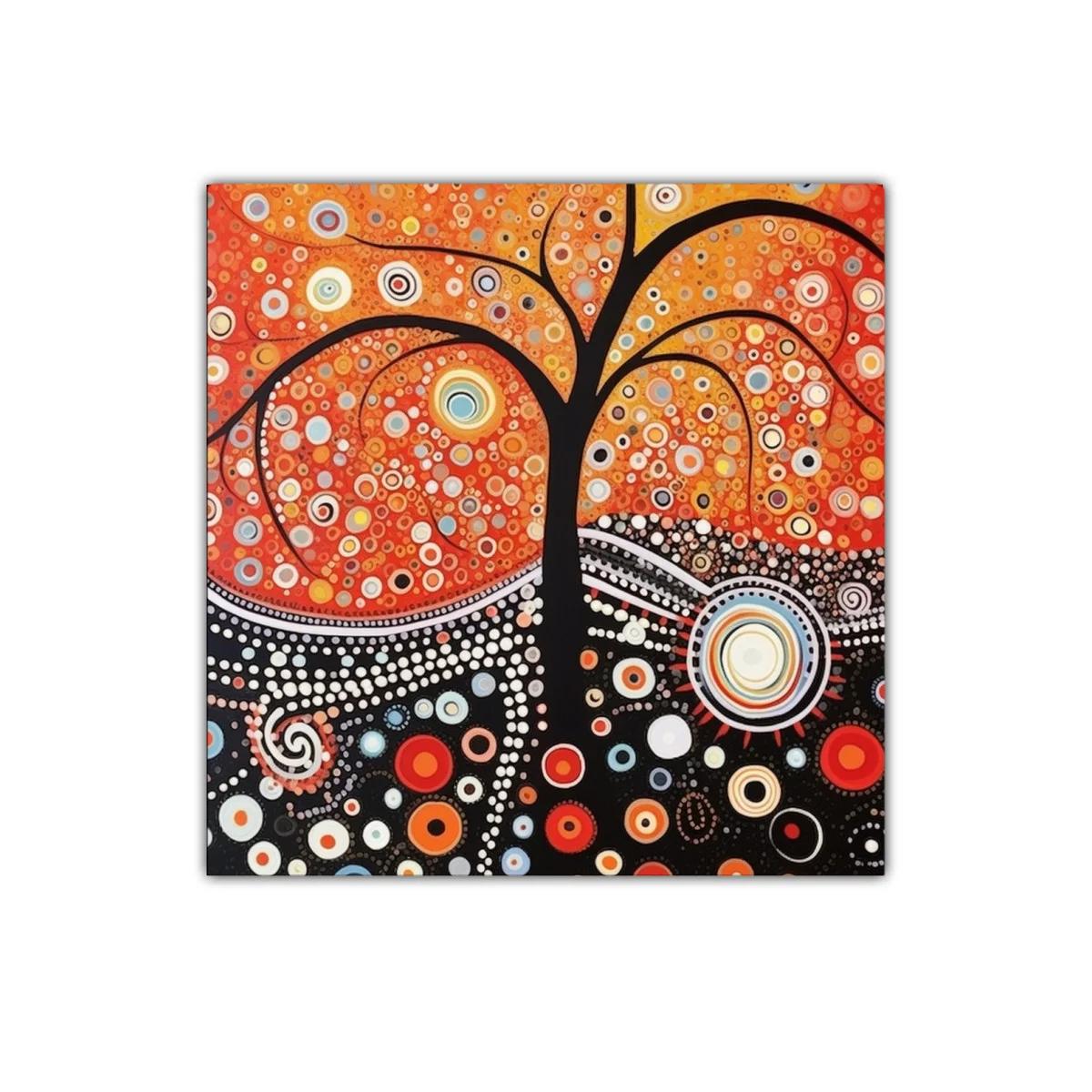 Árbol abstracto en vibrantes tonos cálidos y contrastes vivos — imagen principal
