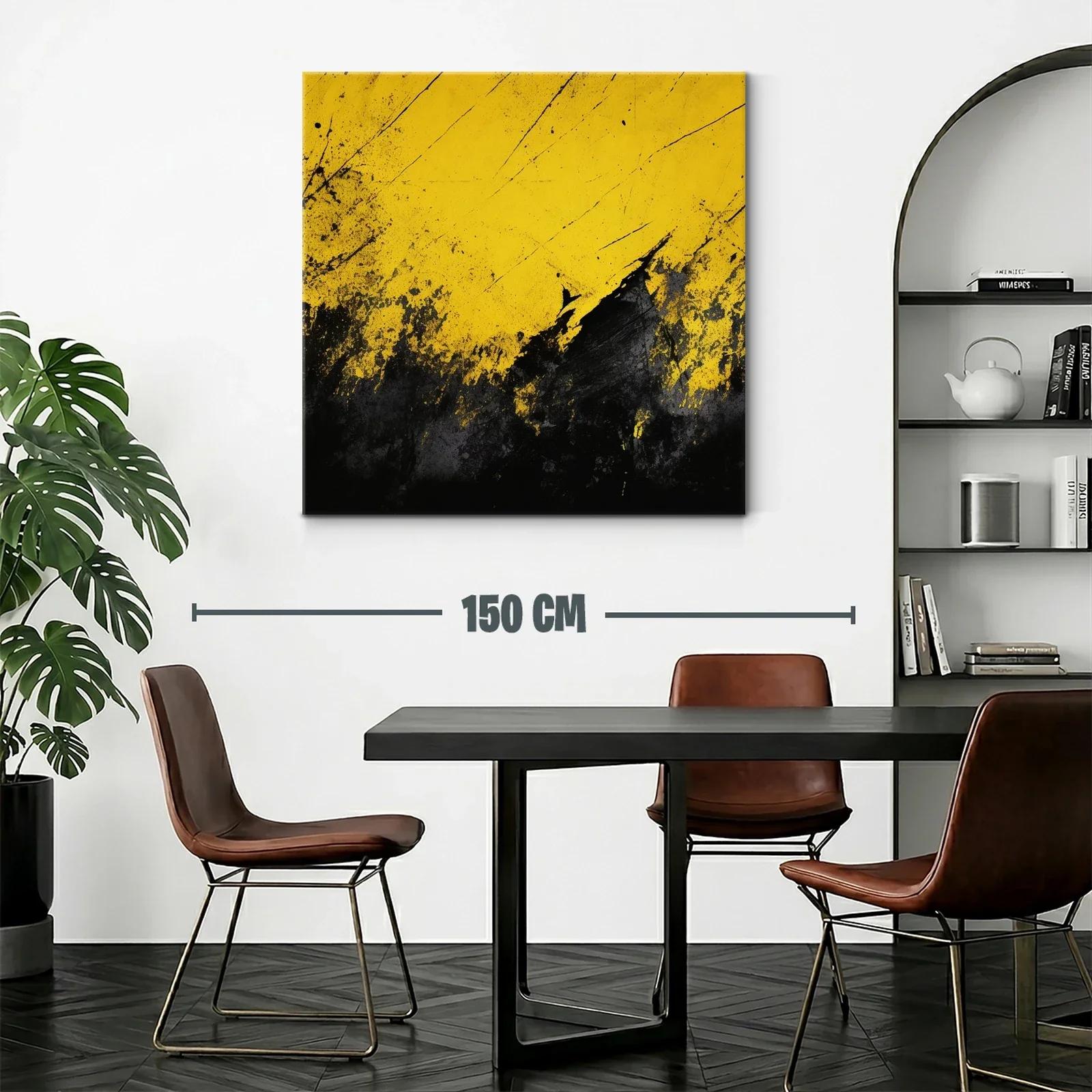 Cuadro abstracto con explosión en tonos amarillos y negros — miniatura 2