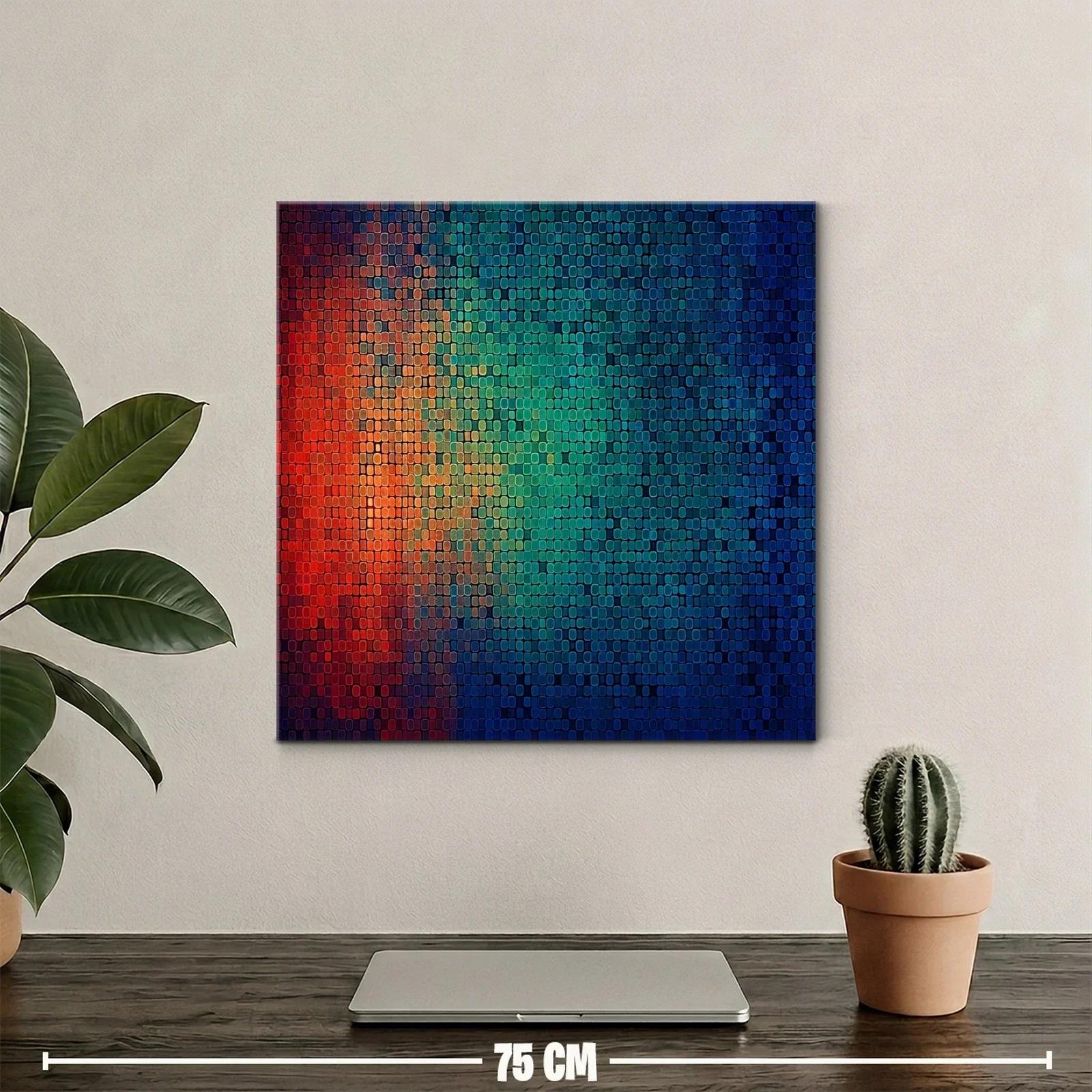 Cuadro abstracto mosaico en vibrantes tonos cálidos y fríos — miniatura 2