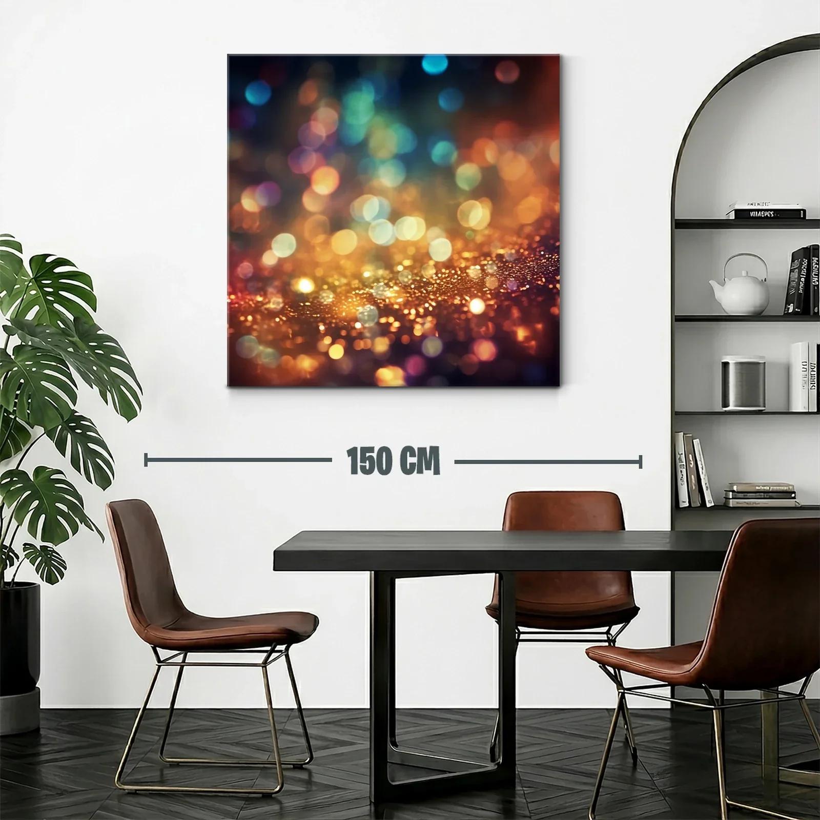 Cuadro abstracto de luces difusas en tonos cálidos y fríos — miniatura 2