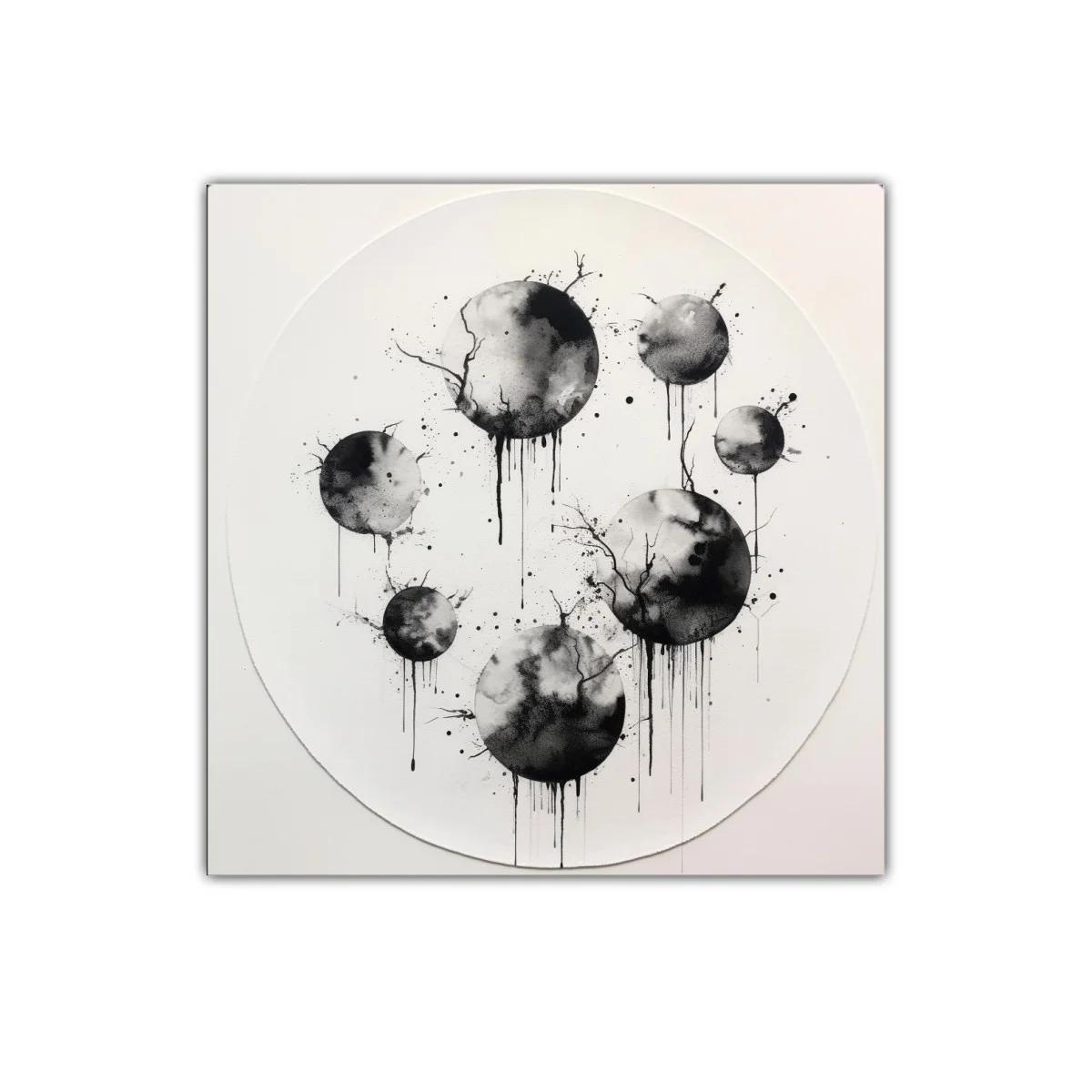 Composición de esferas en negro y gris con efecto acuarela — imagen principal