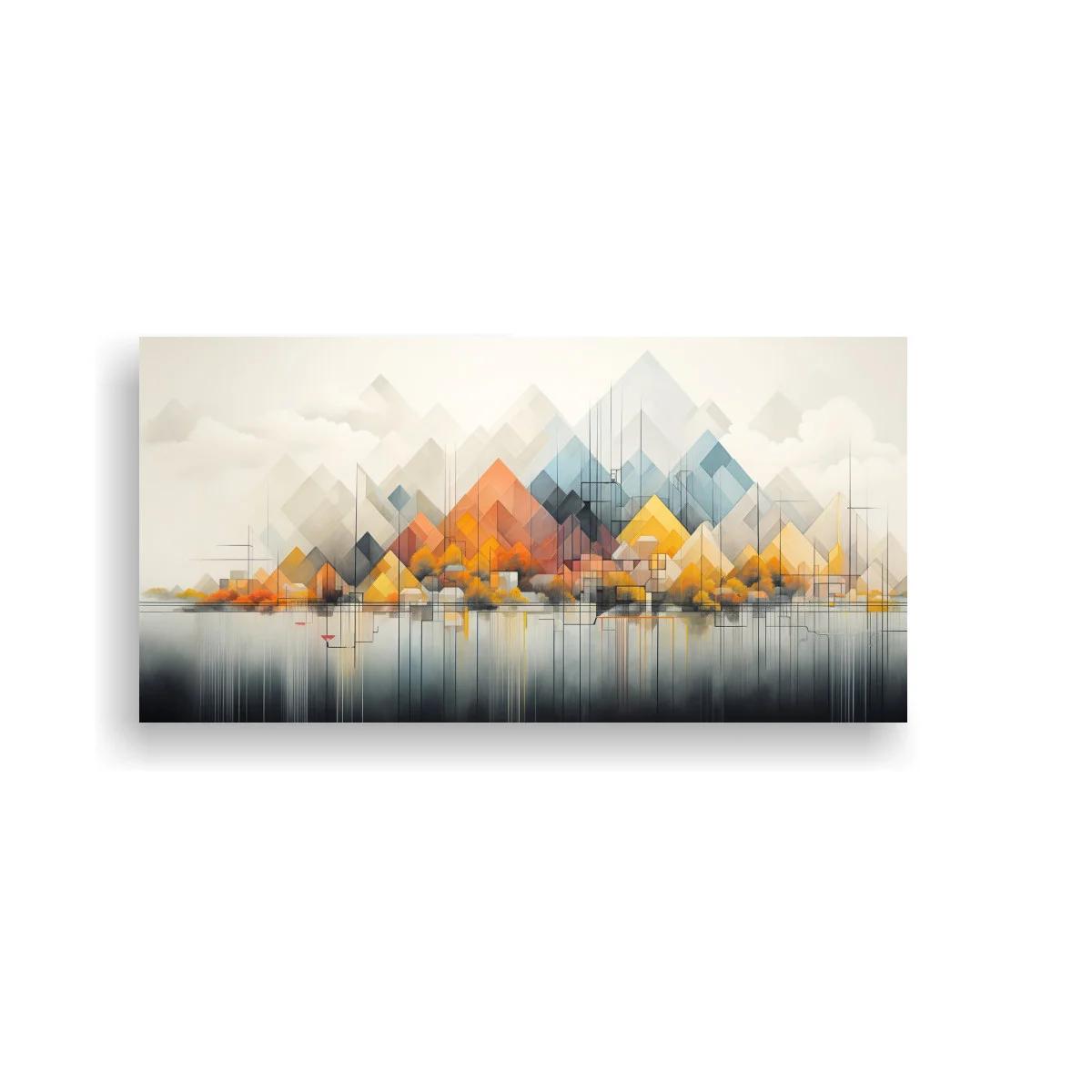 Cuadro skyline abstracto con reflejos alargados — imagen principal