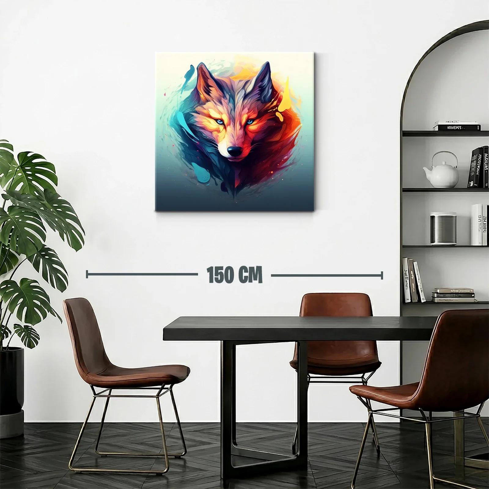 Retrato vibrante de lobo con contraste de fuego y hielo — miniatura 2