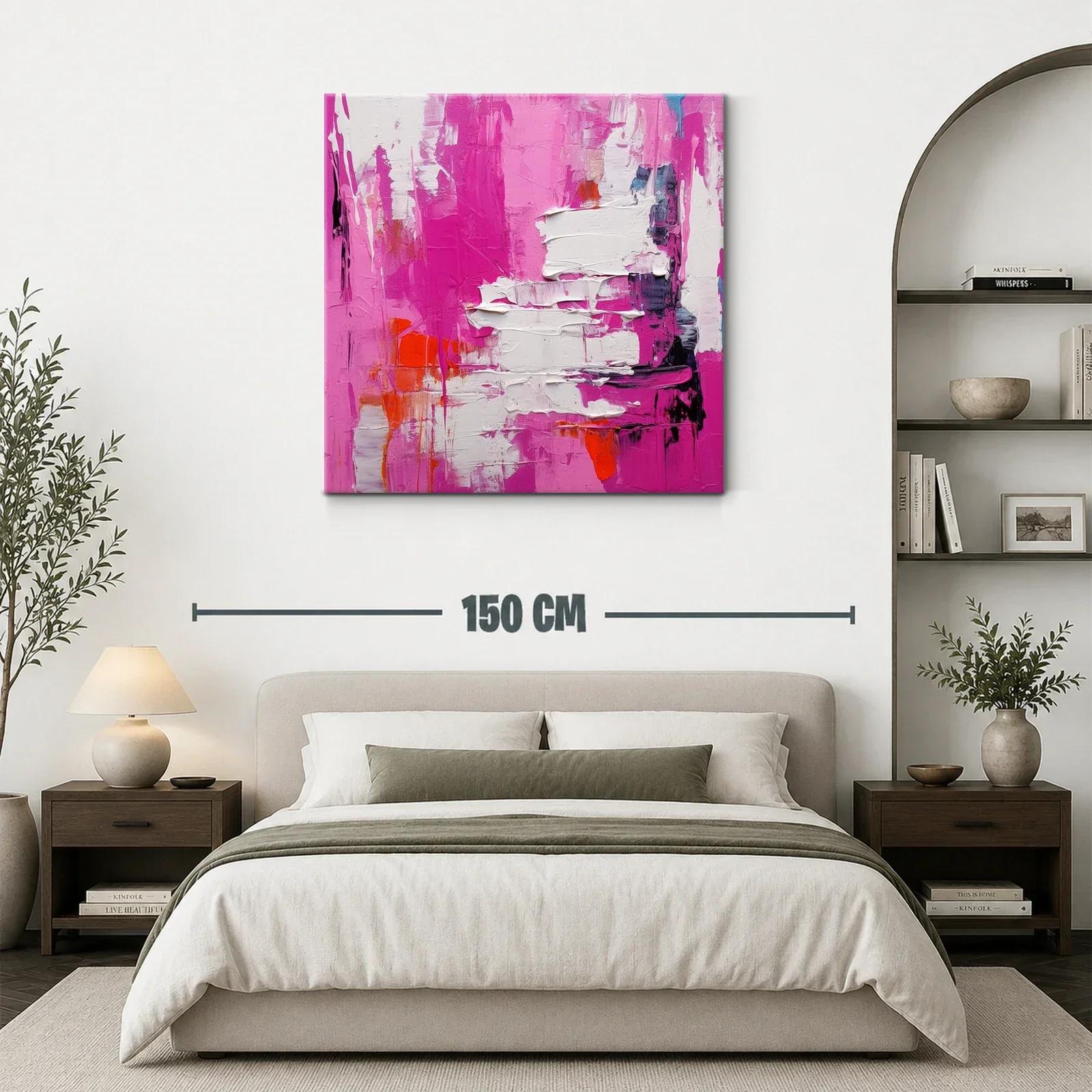 Cuadro abstracto con alto impacto en rosas y blanco — miniatura 3