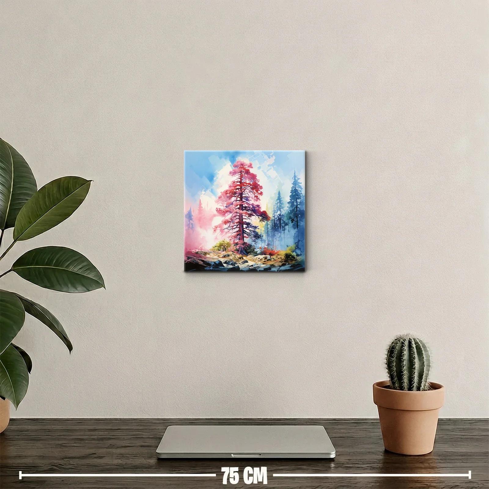 Árbol Carmesí en Bosque Brumoso con Luz Radiante — miniatura 2