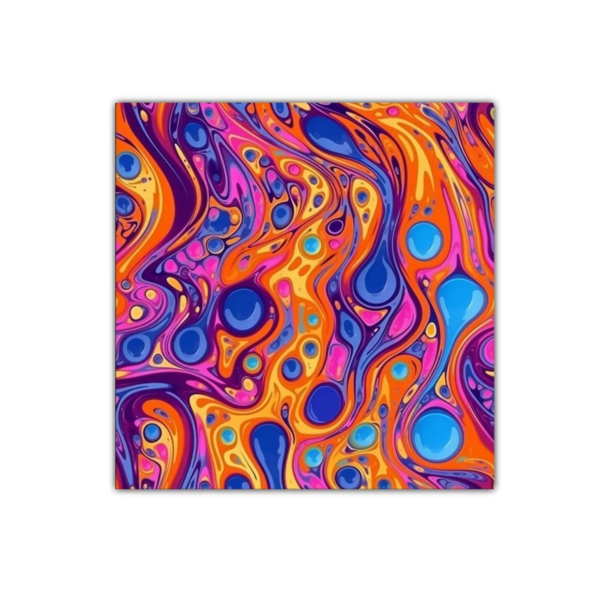 Cuadro abstracto con vibrantes ondas y círculos coloridos — miniatura 1