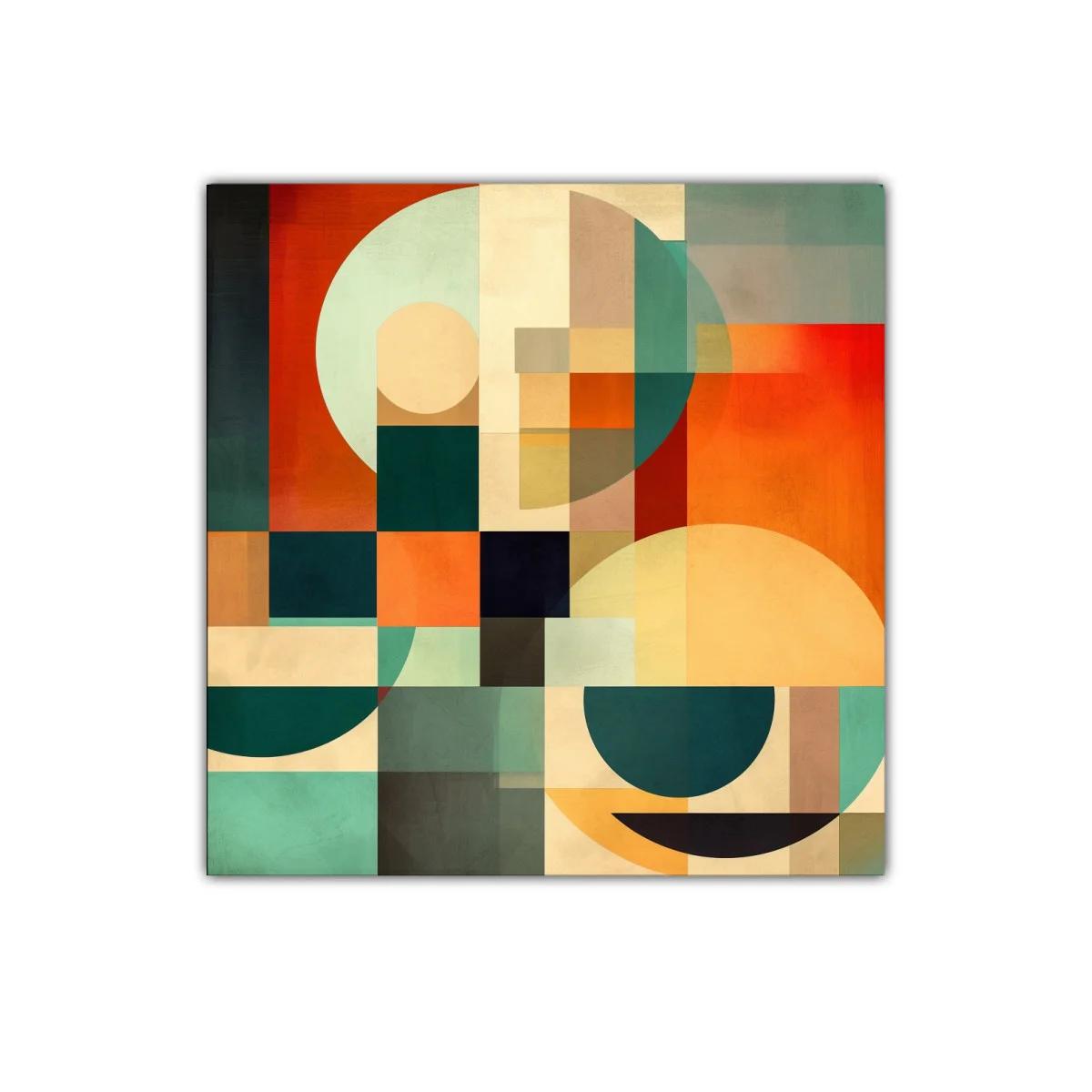 Composición geométrica con tonos cálidos y fríos vibrantes — imagen principal