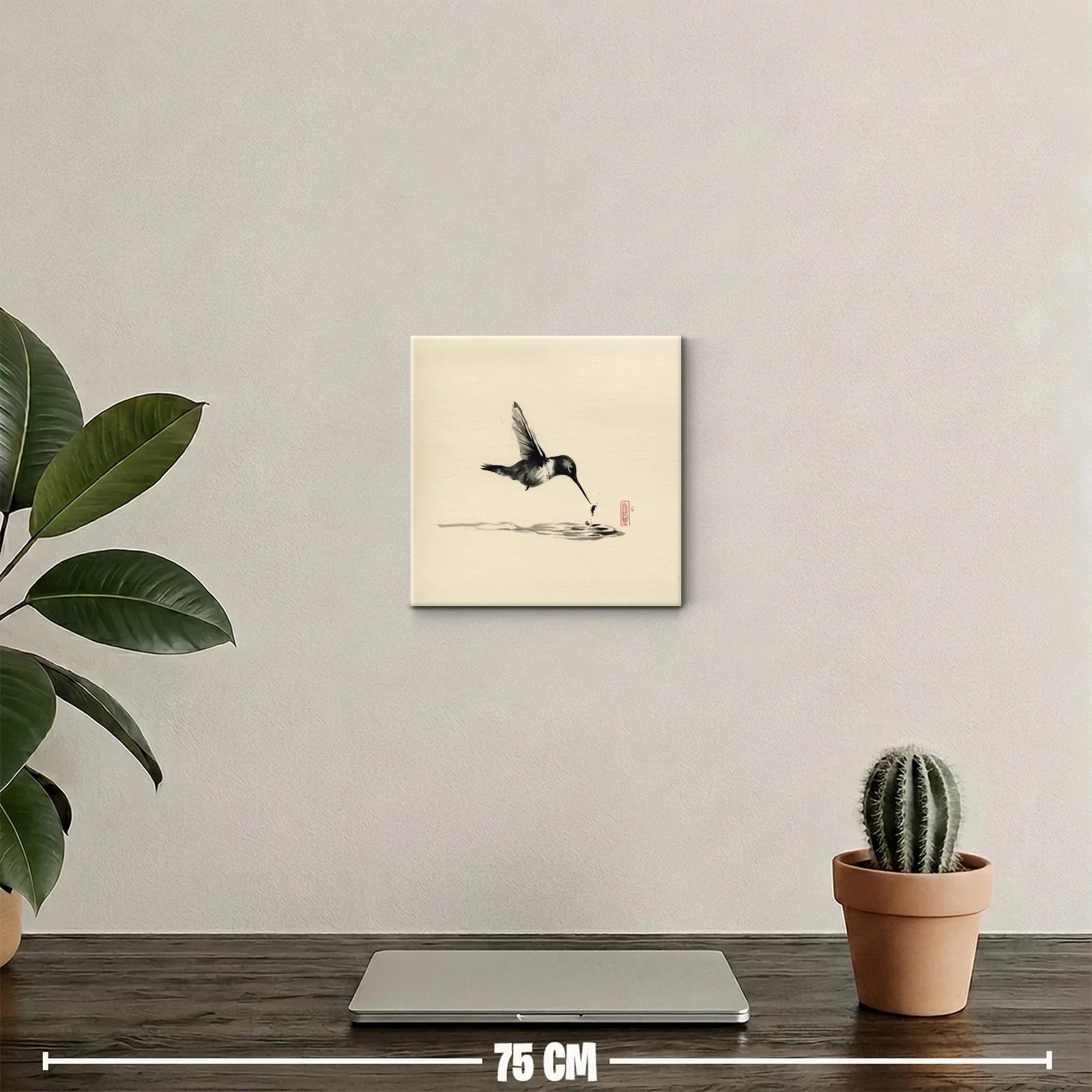 Delicado colibrí en vuelo con pinceladas minimalistas — miniatura 2