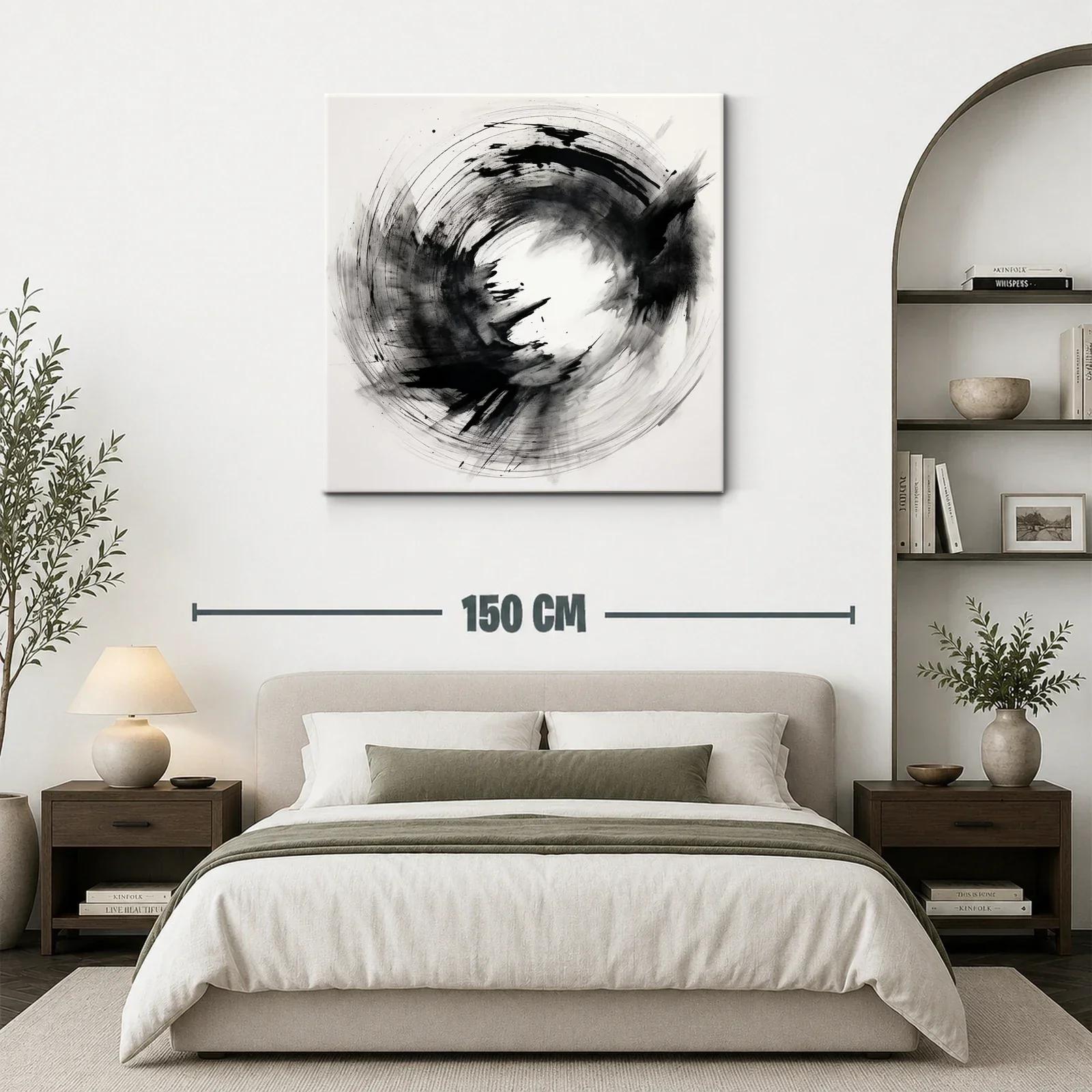 Cuadro Arte Abstracto en Blanco y Negro Dinámico — miniatura 3