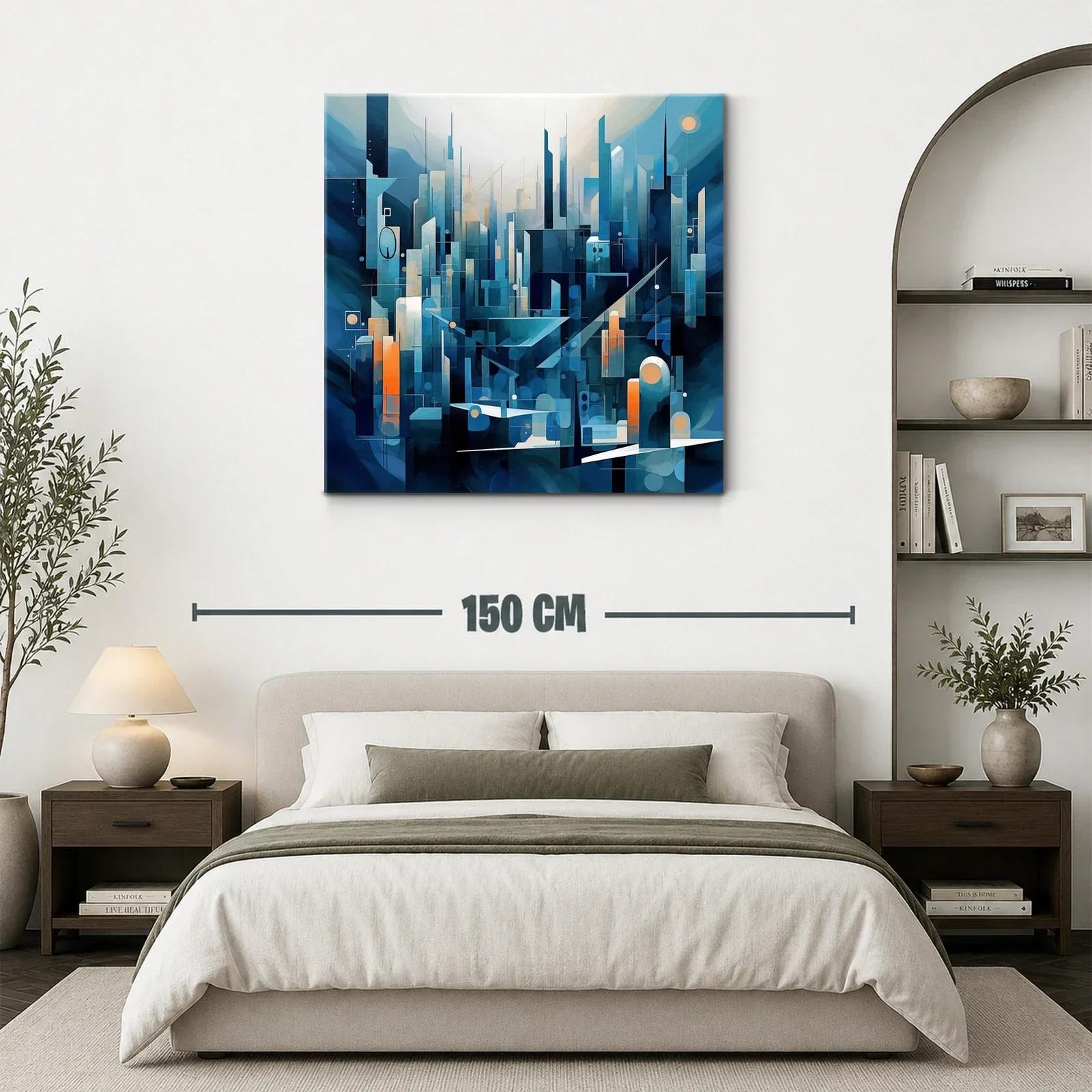 Composición abstracta de ciudad futurista en tonos azules — miniatura 3