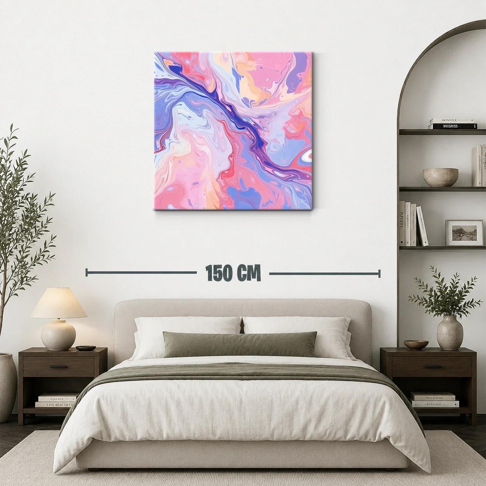 Cuadro abstracto en tonos pastel con efecto fluido — miniatura 3