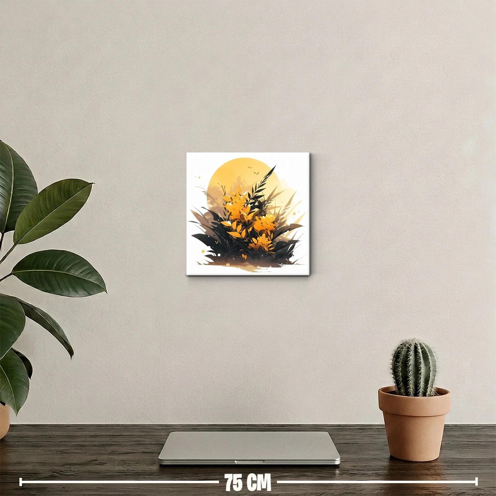 Cuadro Decorativo con Ramo de Flores Amarillas y Fondo Solar — miniatura 2