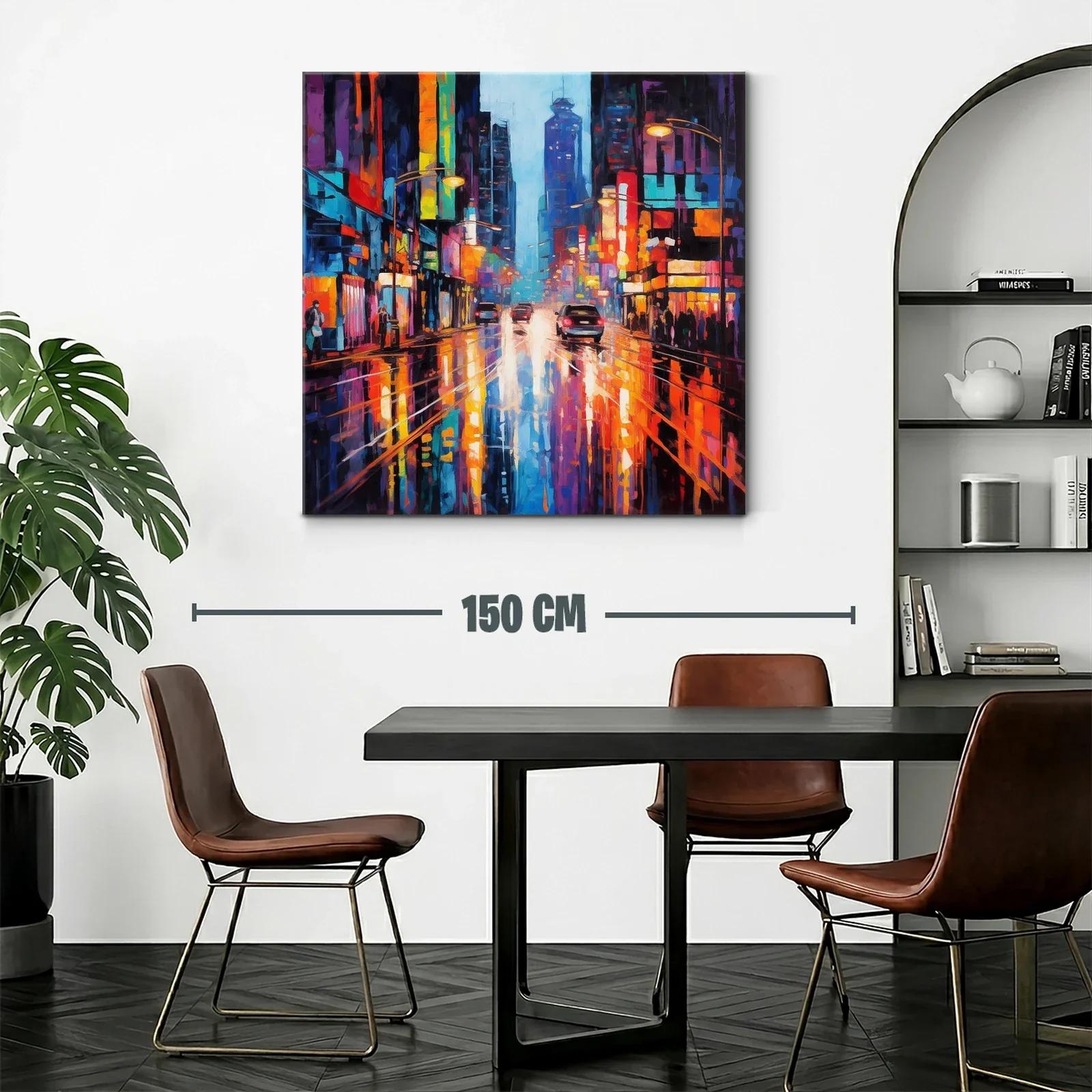 Ciudad vibrante con reflejos de luces de neón — miniatura 2