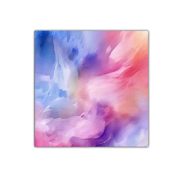 Cuadro abstracto en tonos violetas rosas y azules delicados