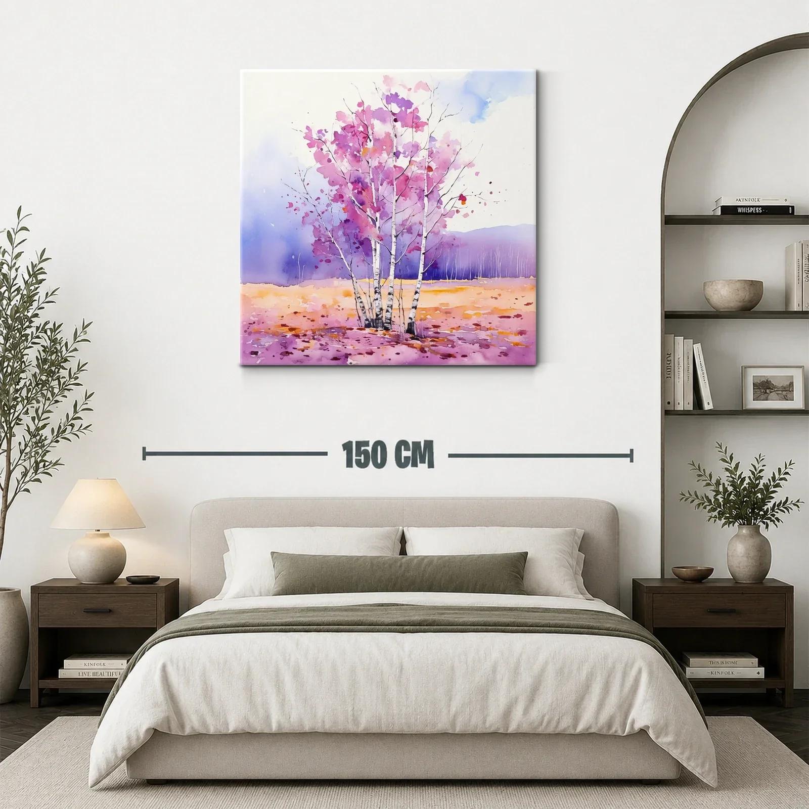 Arboleda en tonos lilas y rosas con paisaje sereno — miniatura 3