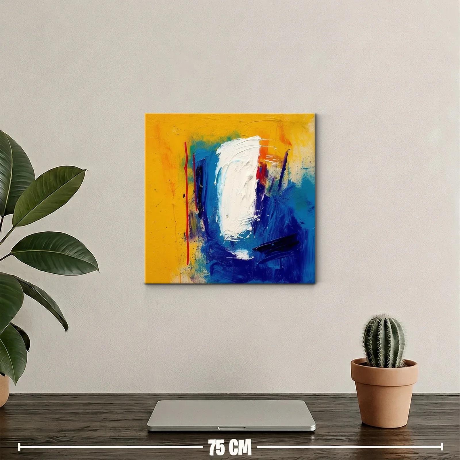 Cuadro abstracto con vibrantes tonos azules y amarillos — miniatura 2
