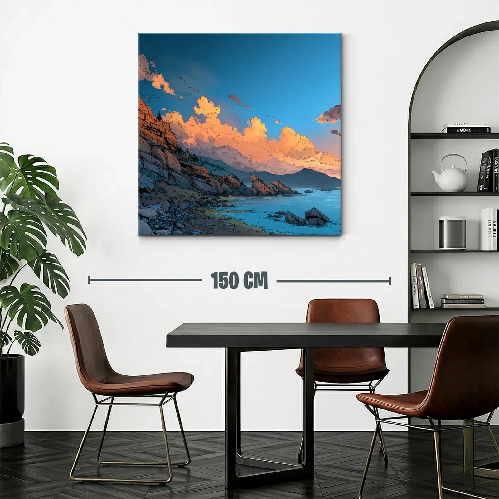 Paisaje costero con rocas y nubes al atardecer — miniatura 2