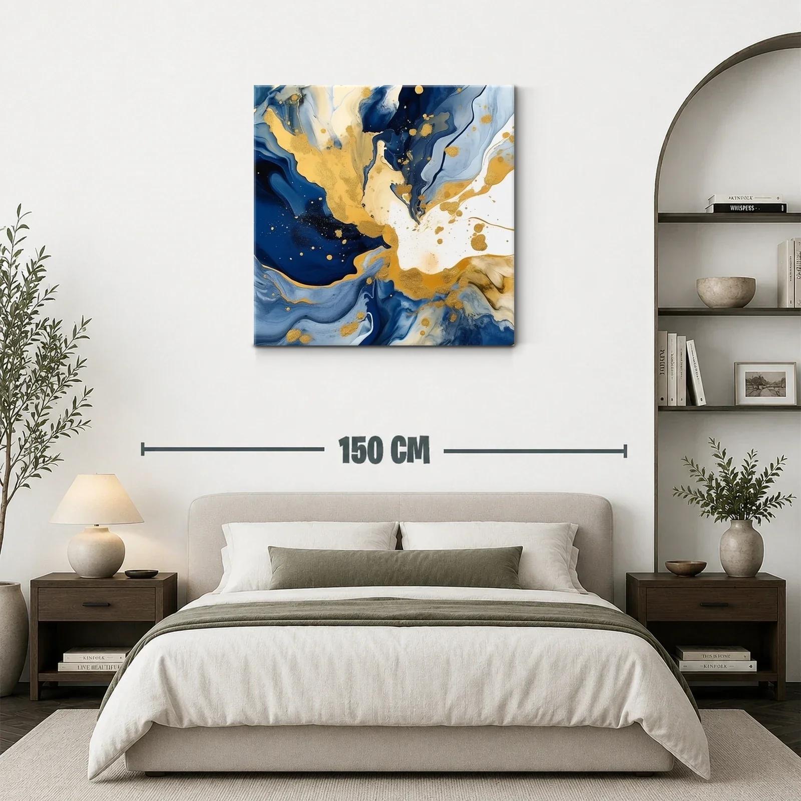 Arte abstracto con tonos dorados y azul profundo — miniatura 3