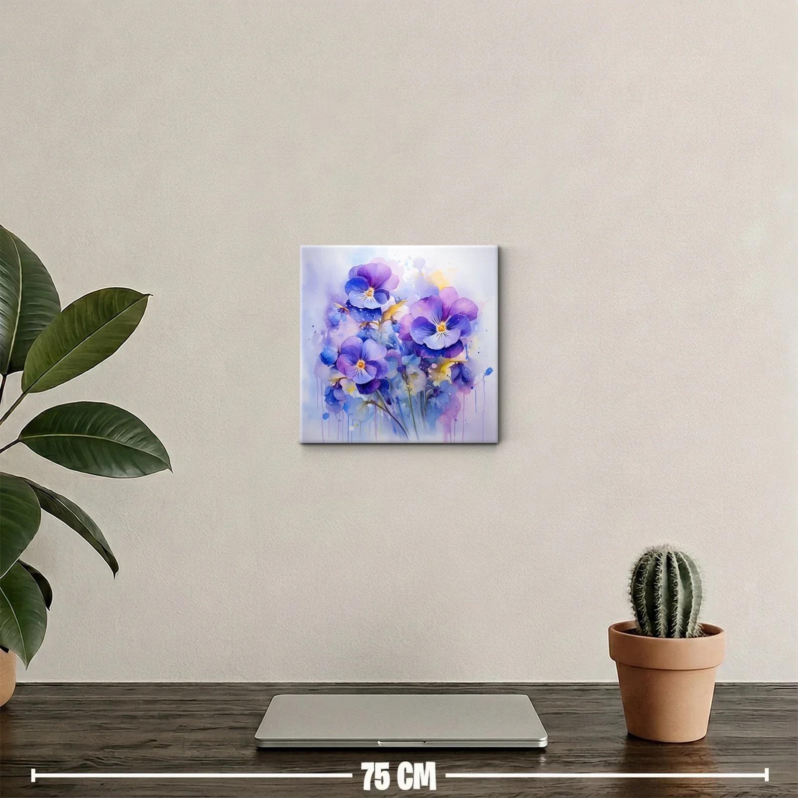 Cuadro decorativo con flores en tonos violetas y azules — miniatura 2