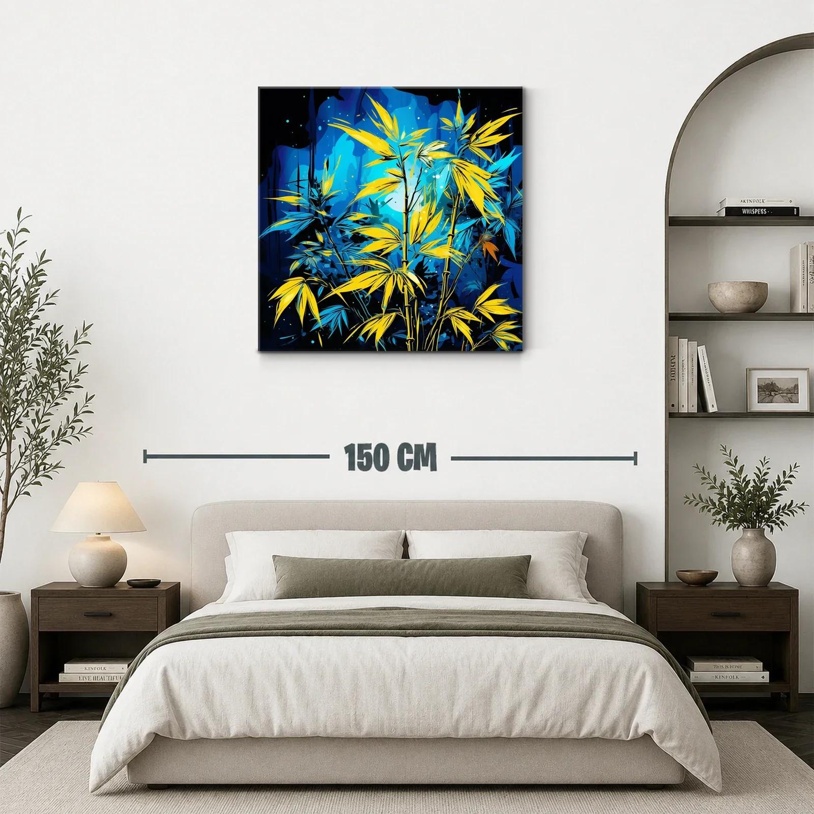 Bambú vibrante con contrastes azul y amarillo intenso — miniatura 3