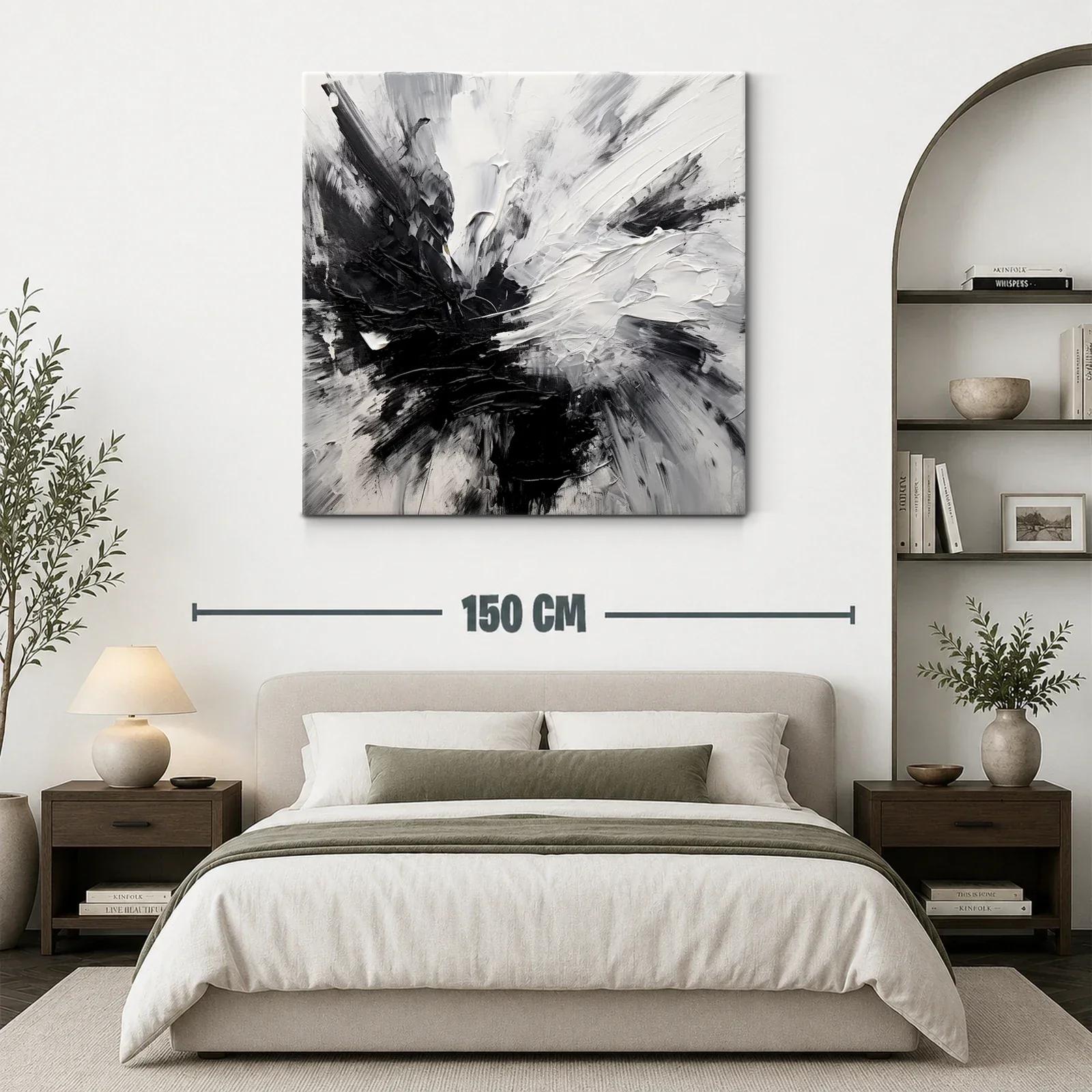 Composición abstracta en blanco y negro con textura dinámica — miniatura 3