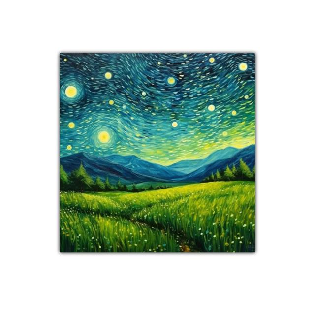 Campo bajo un cielo estrellado vibrante y colorido