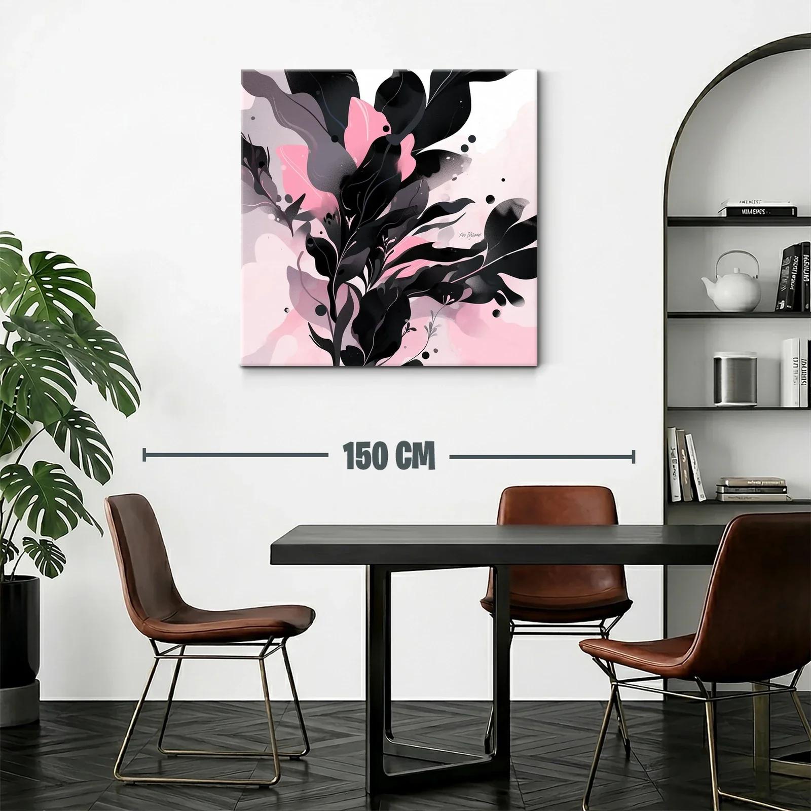 Composición abstracta de hojas en tonos rosas y negros — miniatura 2