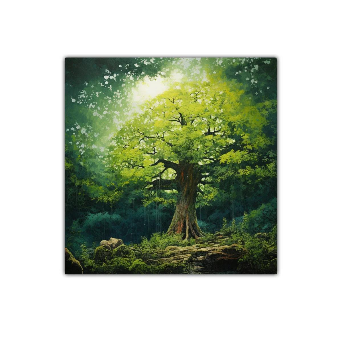 Árbol iluminado en un bosque tranquilo y encantador — imagen principal