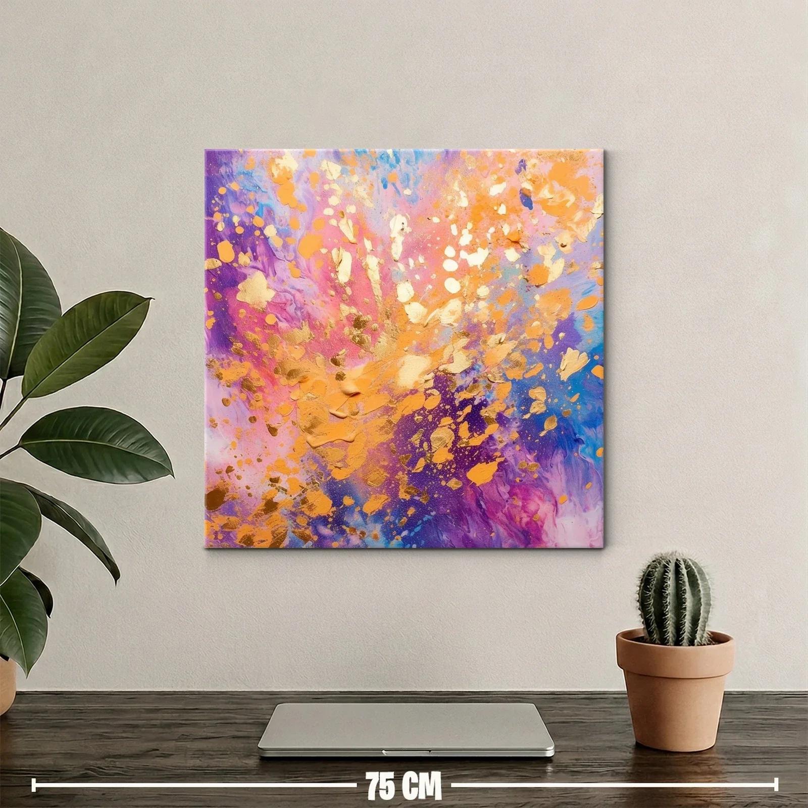 Cuadro abstracto con vibrantes tonos dorados y púrpuras — miniatura 2